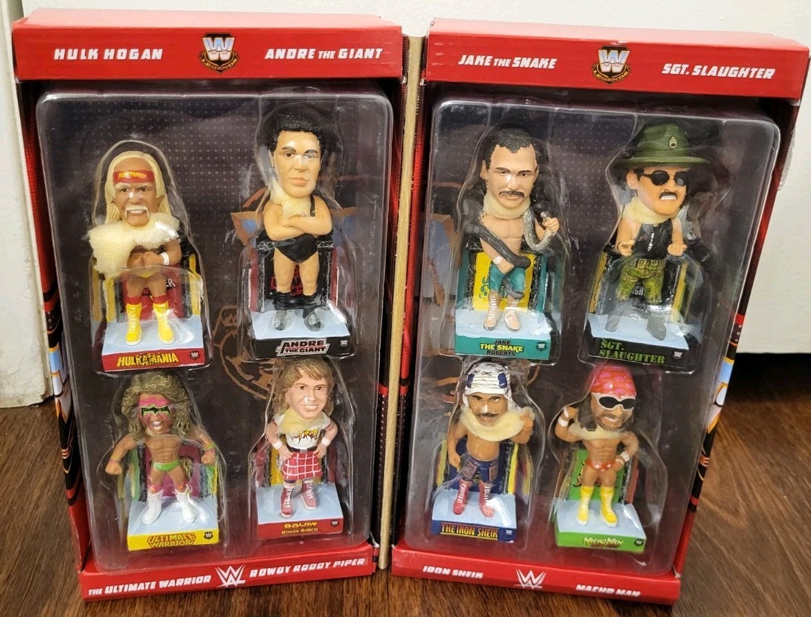 WWE 1980’s  Commemorative Mini Set Bobblehead WWE Wrestling Hogan Piper Warrior