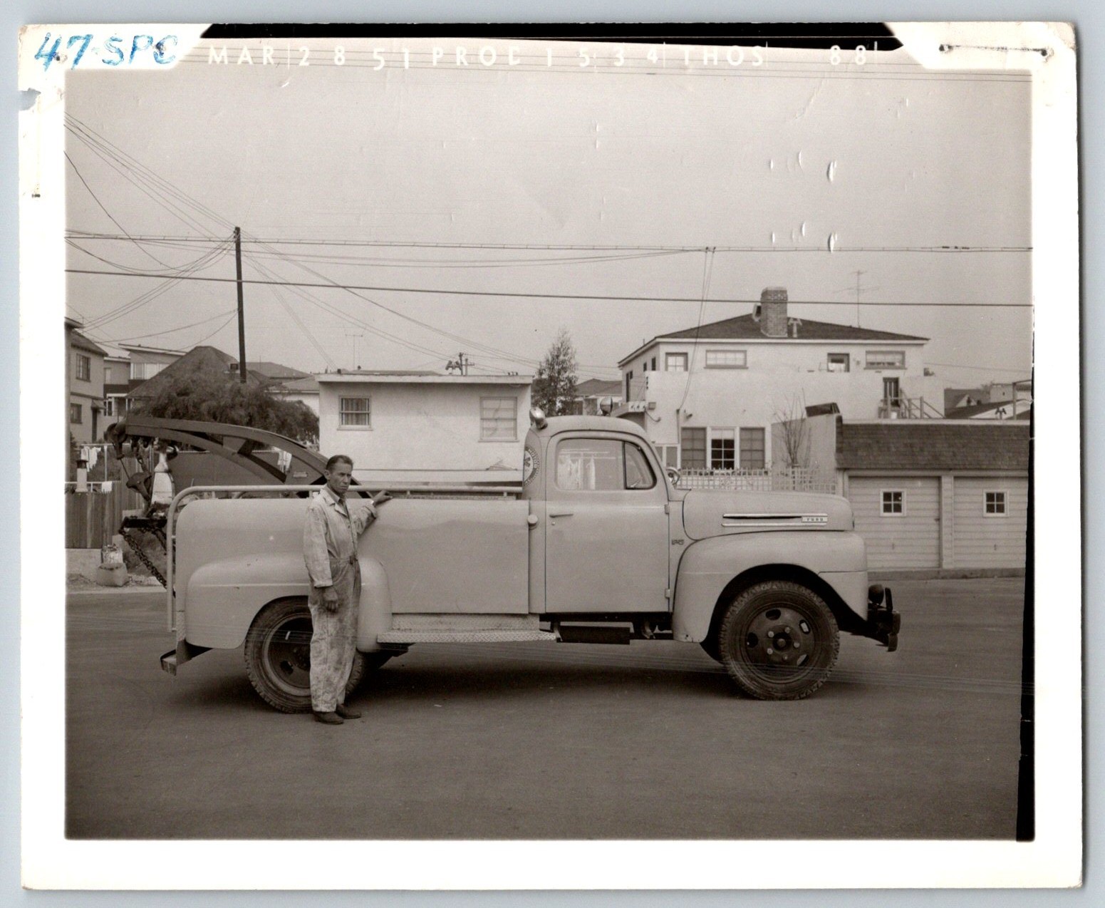 1948-1950 Ford F-Series Wrecker Tow Truck Studio Photo 1951 Will Rogers Prop 4x5