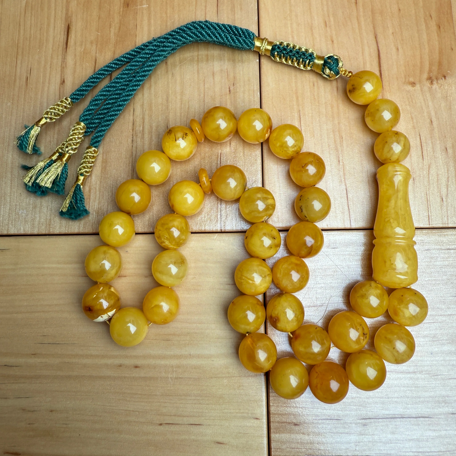 Handmade Antiq Amber Misbaha Tasbih Islamic Prayer Beads 12.5mm 47g