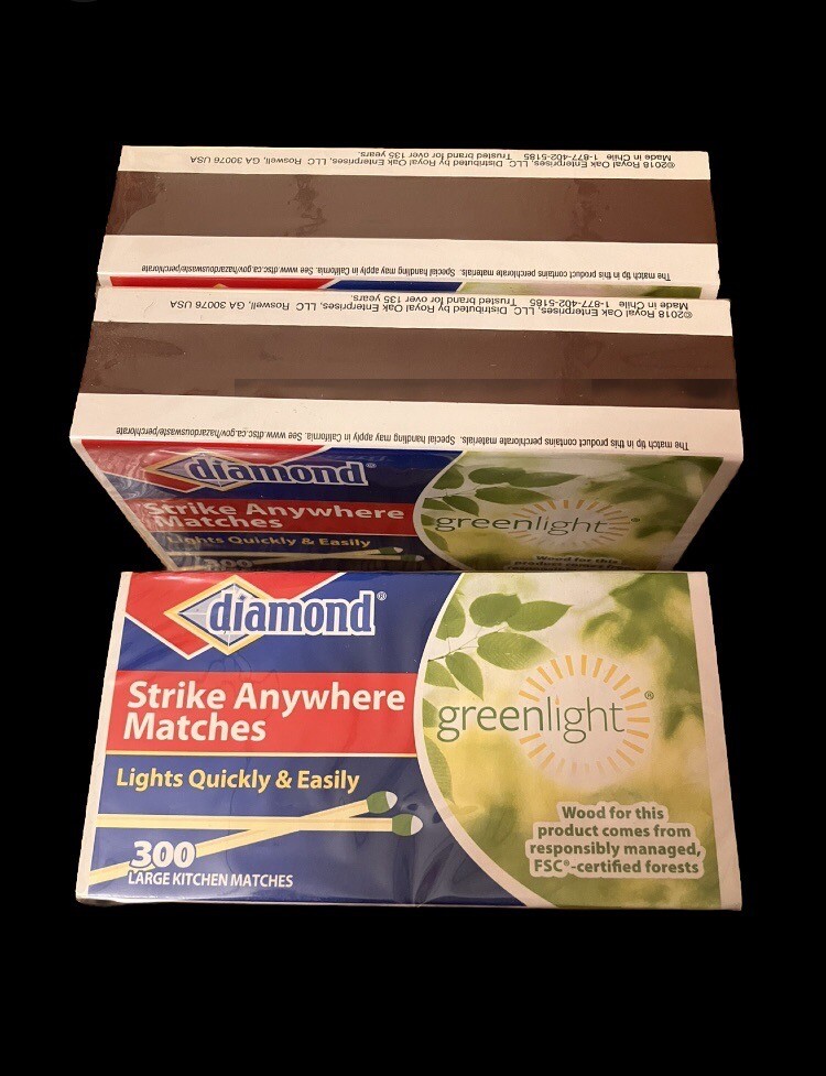 (3 boxes) (300 per box) Diamond Greenlight Strike Anywhere Matches New 