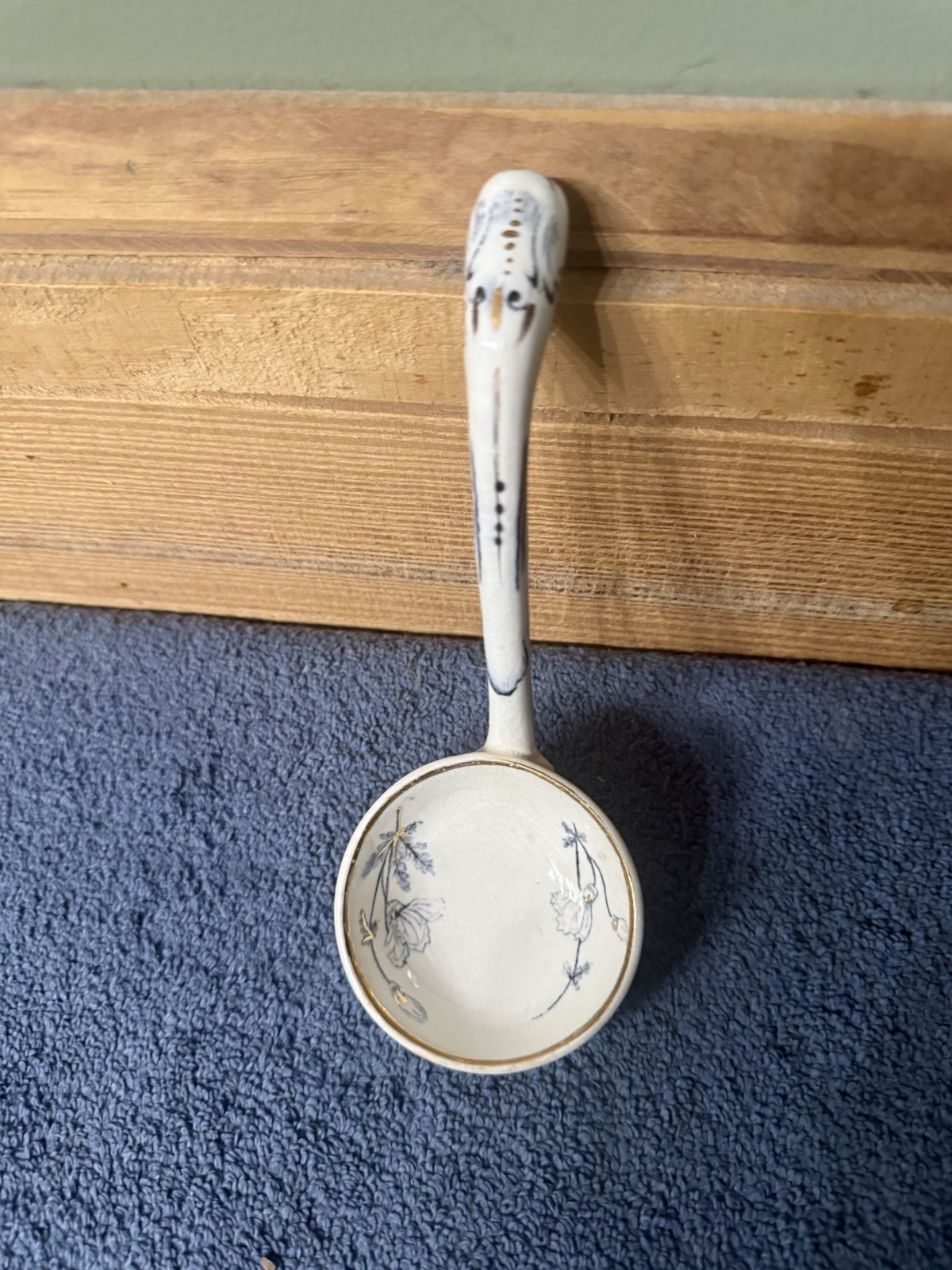 Antique Porcelain Gravy Tureen Ladle, Gold Gilt Floral Transferware, Aesthetic Antique Porcelain Gravy Tureen Ladle, Gold Gilt Floral Transferware, Aesthetic