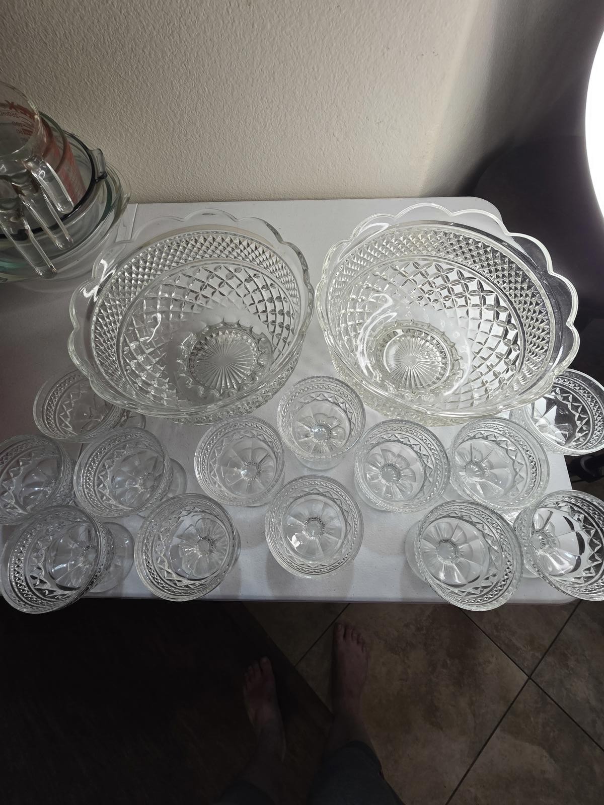 16 Piece Vintage Double Punch Bowl Set Wexford by Anchor Hocking Glass 16 Piece Vintage Double Punch Bowl Set Wexford by Anchor Hocking Glass