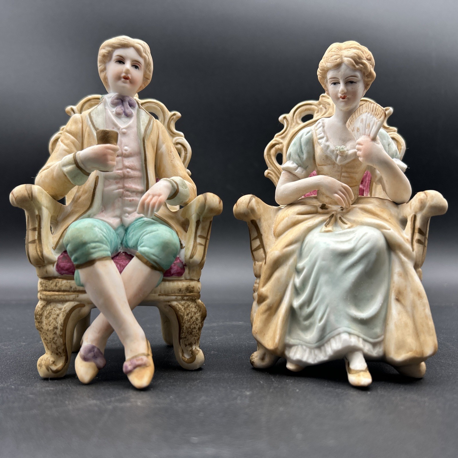 Ardalt Lenwile Porcelain Set 6584 - Made In Japan - Man & Woman In Chairs Ardalt Lenwile Porcelain Set 6584 - Made In Japan - Man & Woman In Chairs