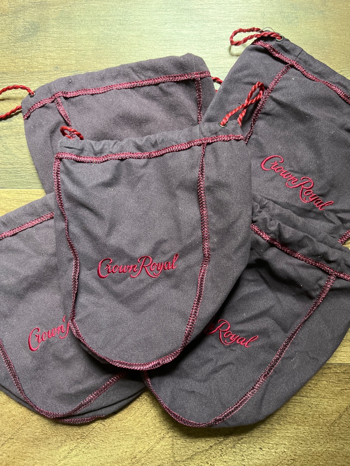 Lot of 5 Genuine Crown Royal BlackBerry muted Purple 750ml Drawstring Bags