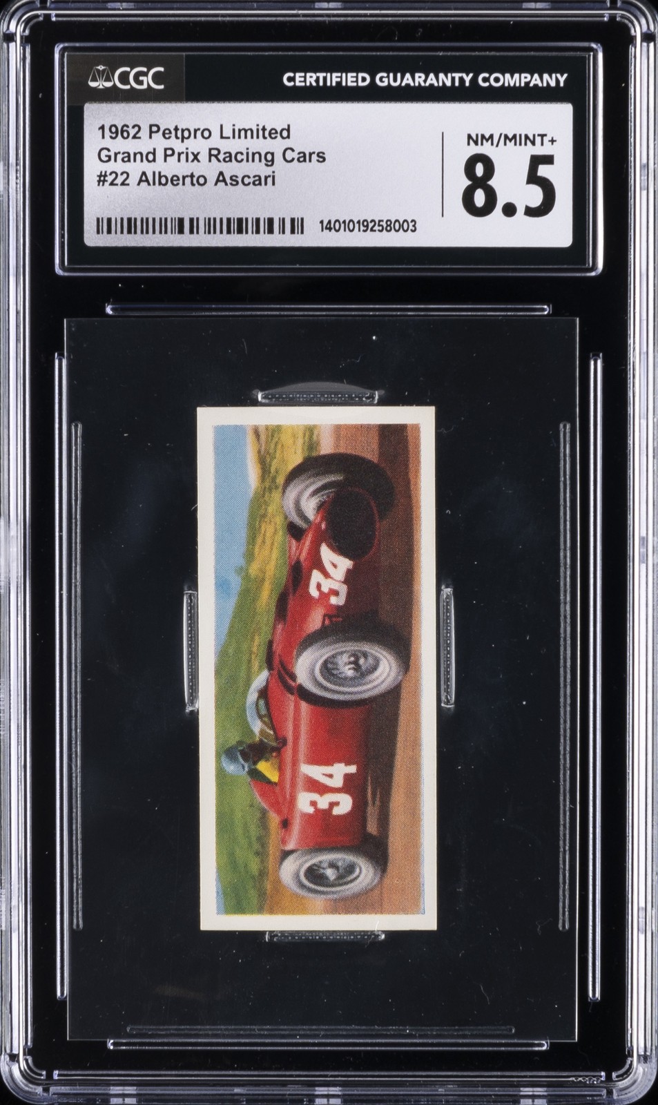 1962 PETPRO LTD GRAND PRIX RACING CARS #22 ALBERTO ASCARI CGC 8.5