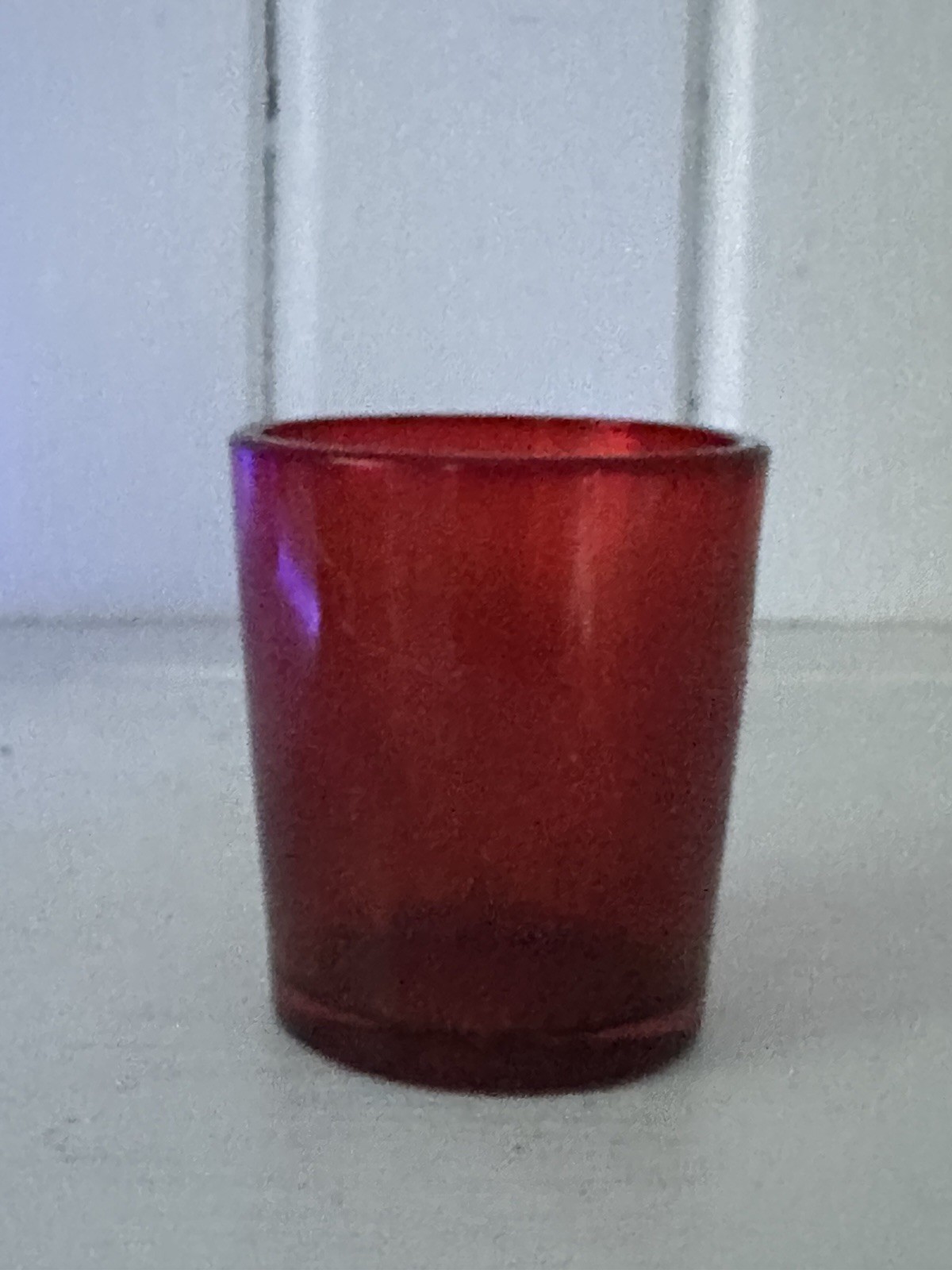 Vintage Glass Ruby Red Glass Votive Holder Uranium Glass UV Glow 2.5\