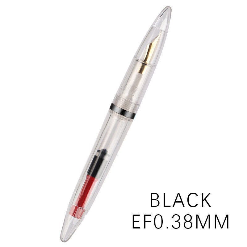 2023 M2 Transparent Clear Vaccum Fountain Pen Resin EF/F 0.38/0.5mm Nib Ink PesC