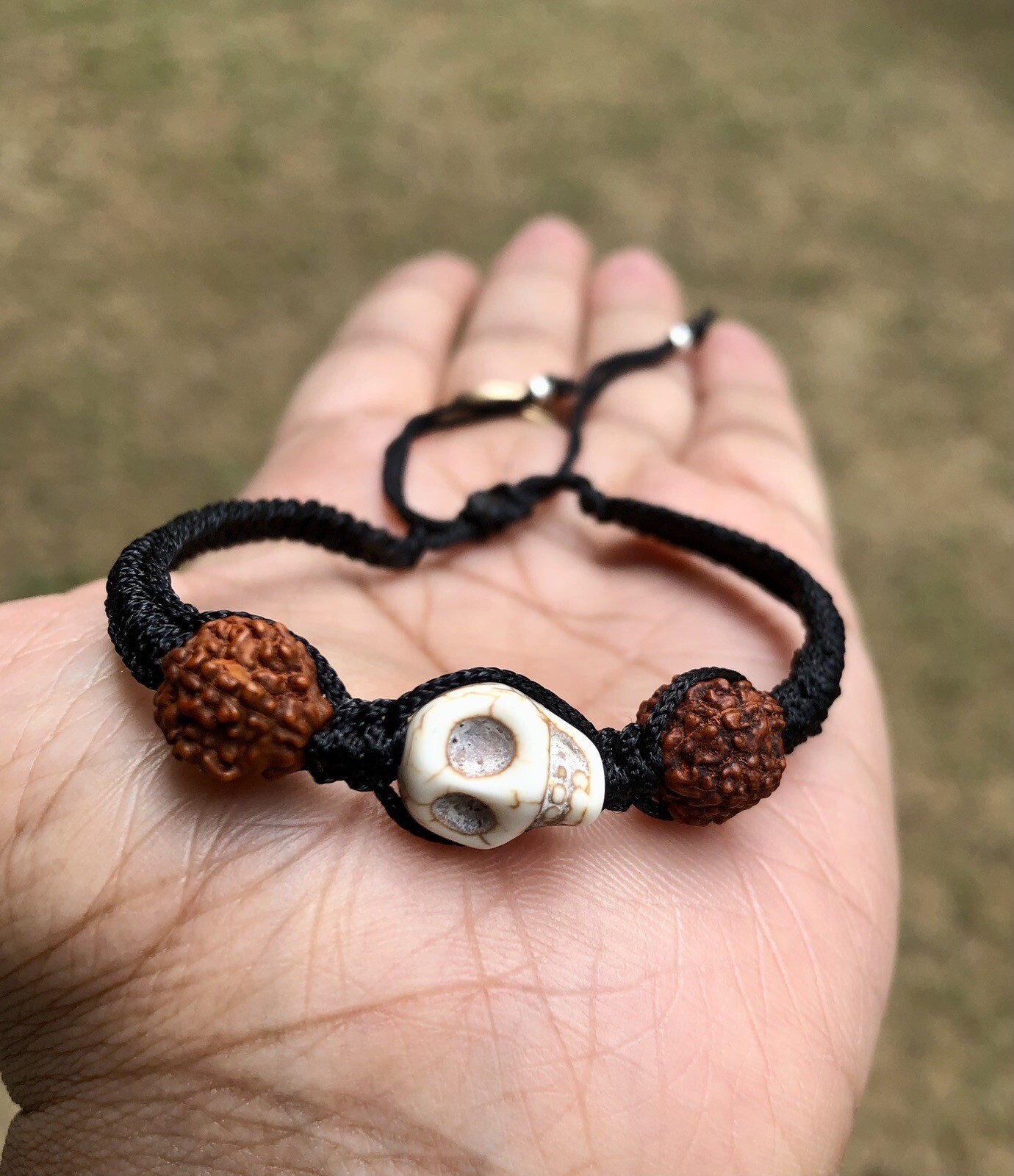 2 X Natural RUDRAKSHA Rudraksh+ Nar Mund+ 925 Silver Kali Bracelet Adjustable 2 X Natural RUDRAKSHA Rudraksh+ Nar Mund+ 925 Silver Kali Bracelet Adjustable