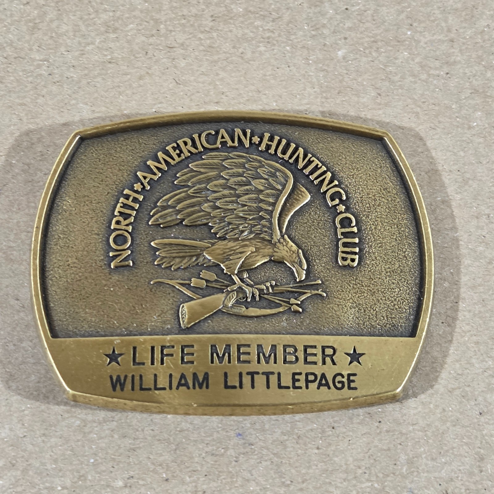 Vintage Belt Buckle North American Hunting Club Life Member William Littlepage