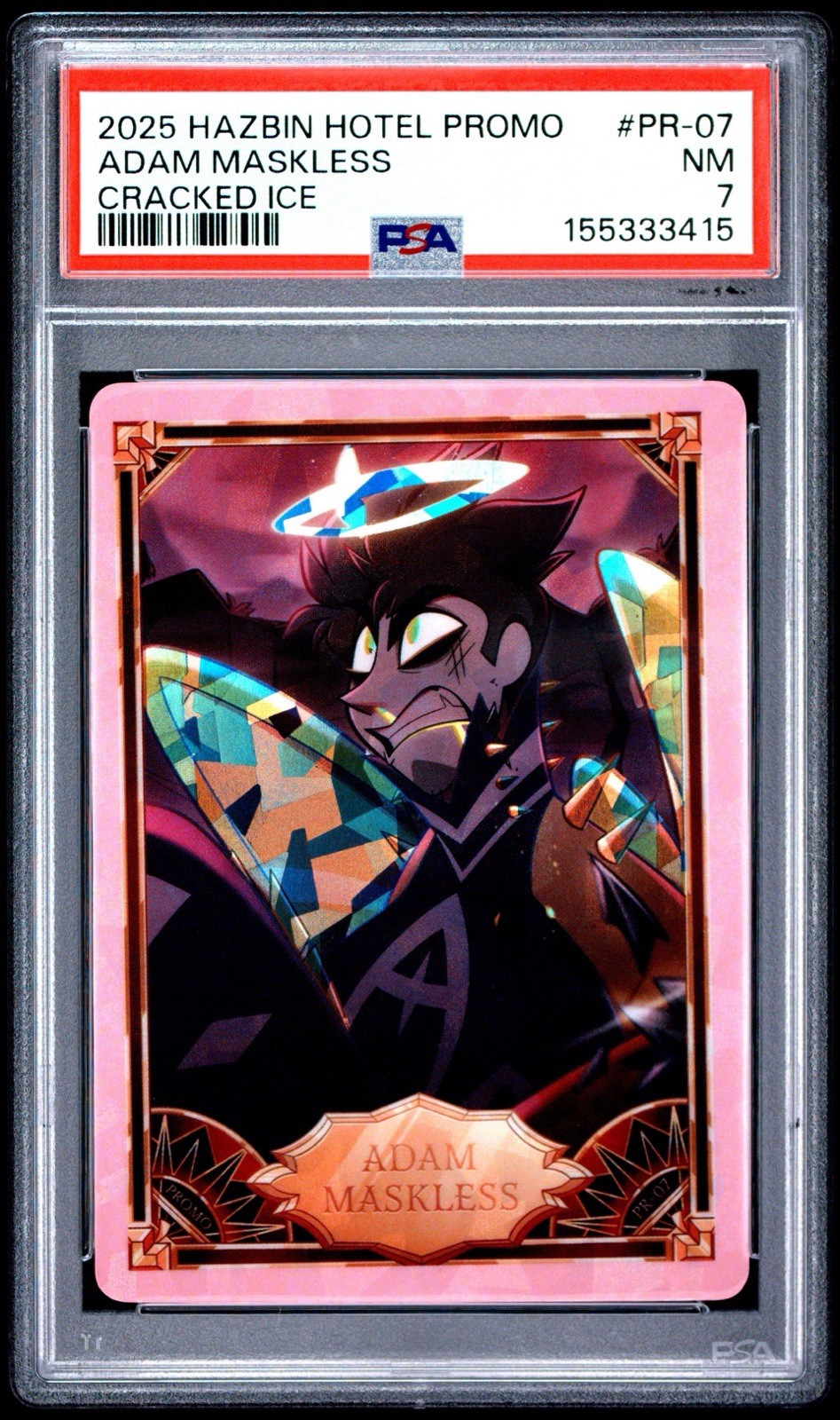 PSA 7 Near Mint 2025 Hazbin Hotel Cracked Ice Promo #PR-07 Adam Maskless Angel