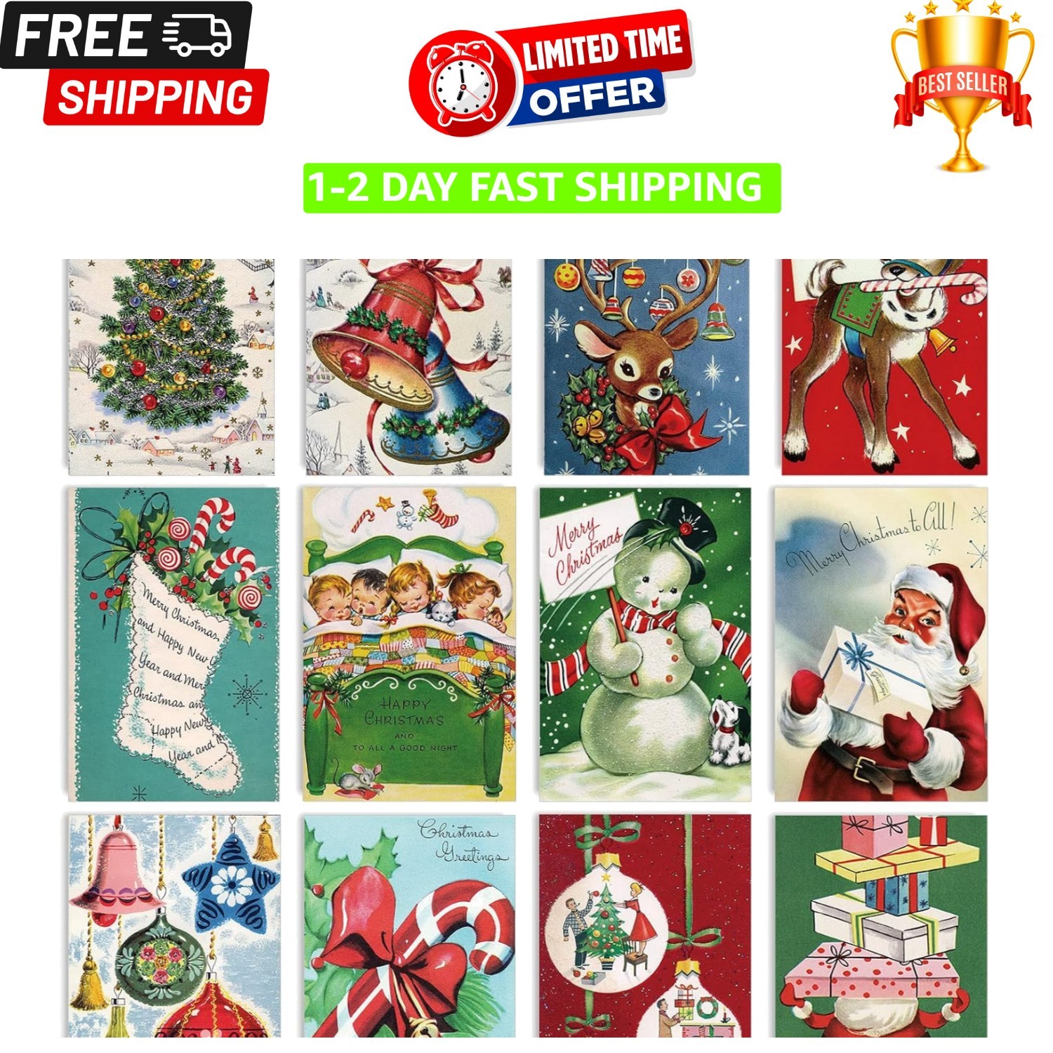 Anydesign 48 Pack Christmas Holiday Greeting Cards Assortment Vintage Anydesign 48 Pack Christmas Holiday Greeting Cards Assortment Vintage