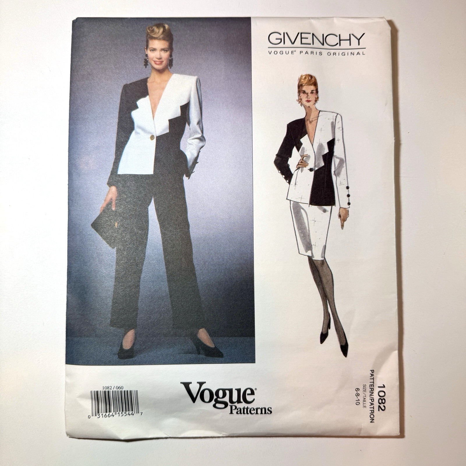 Vtg Vogue Paris Original 1082 Pattern Sz 6 8 10 Givenchy Designer Power Suit 90s
