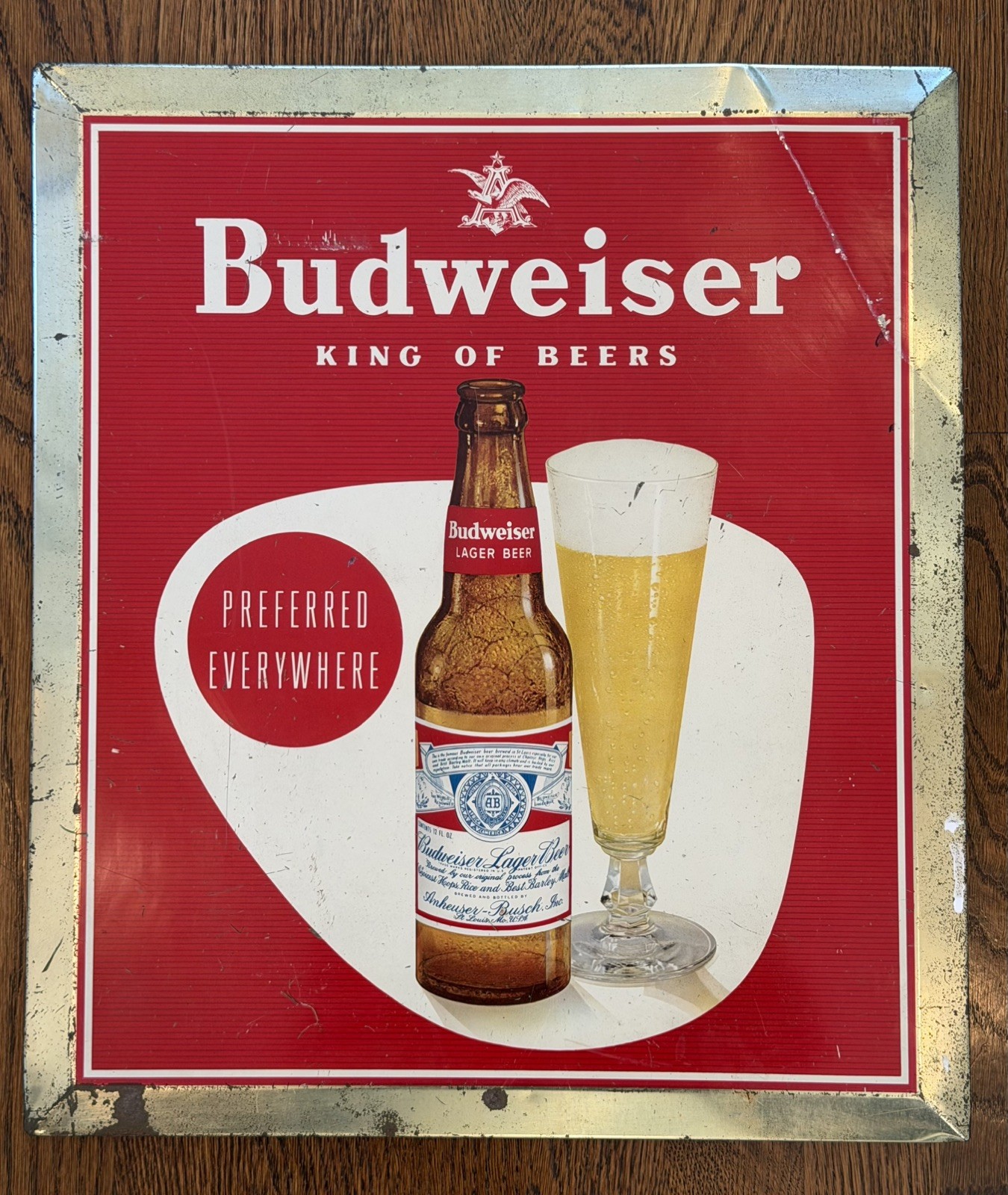 Vintage Budweiser Beer Metal Litho Sign Antique Old Brewery Bud Light Vintage Budweiser Beer Metal Litho Sign Antique Old Brewery Bud Light