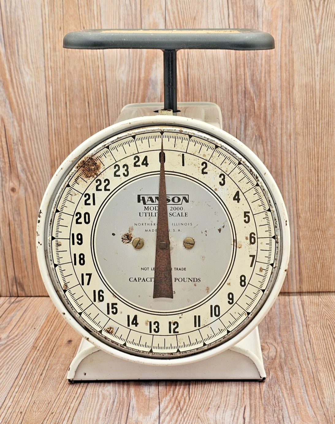 Scale Hanson Model 2000 Vintage Farmhouse 25 lb Cap USA Original Label Rustic