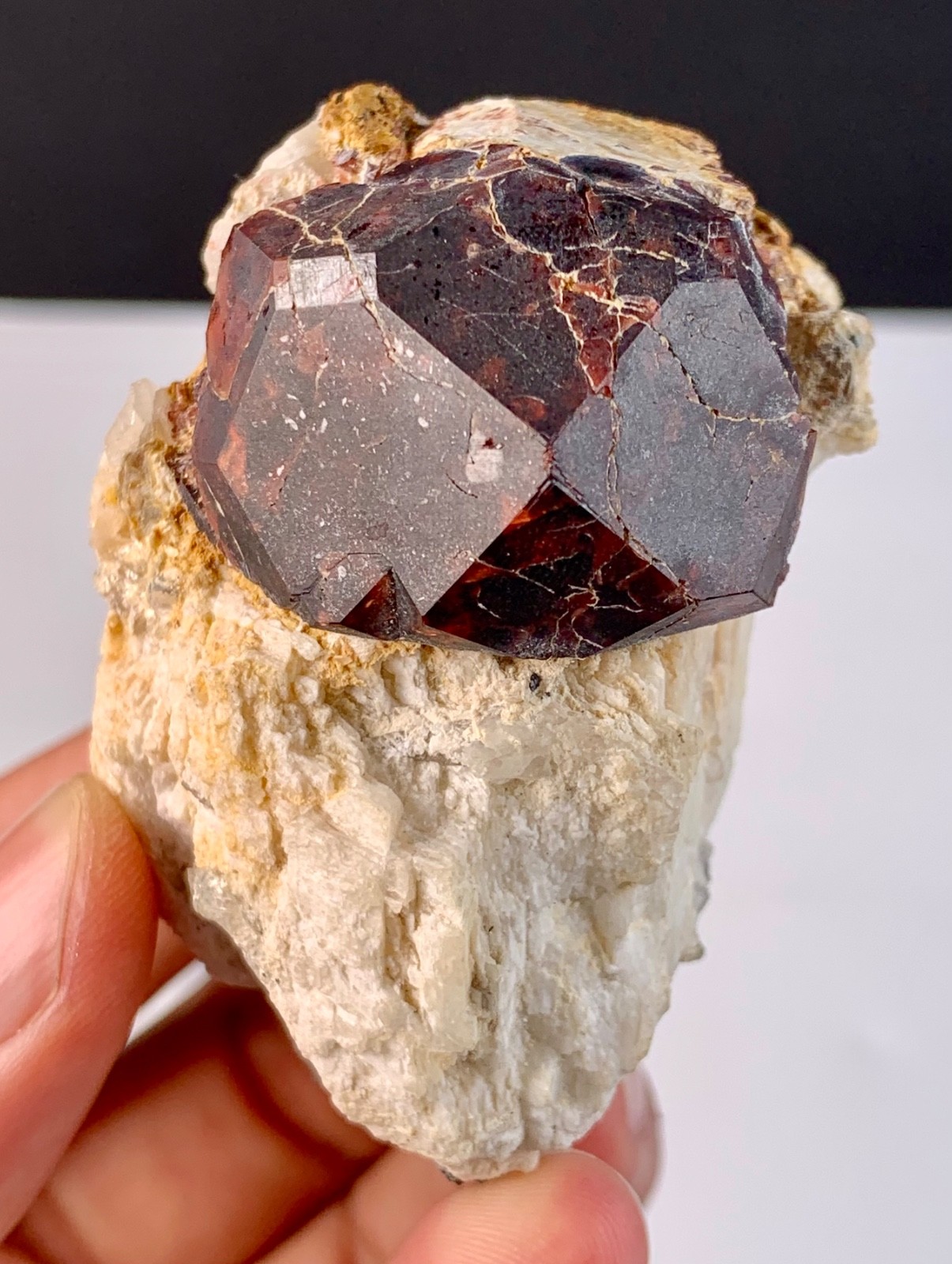 117 Gram Aesthetic Red Spessartine Garnet On Feldspar From Skardu Pakistan.