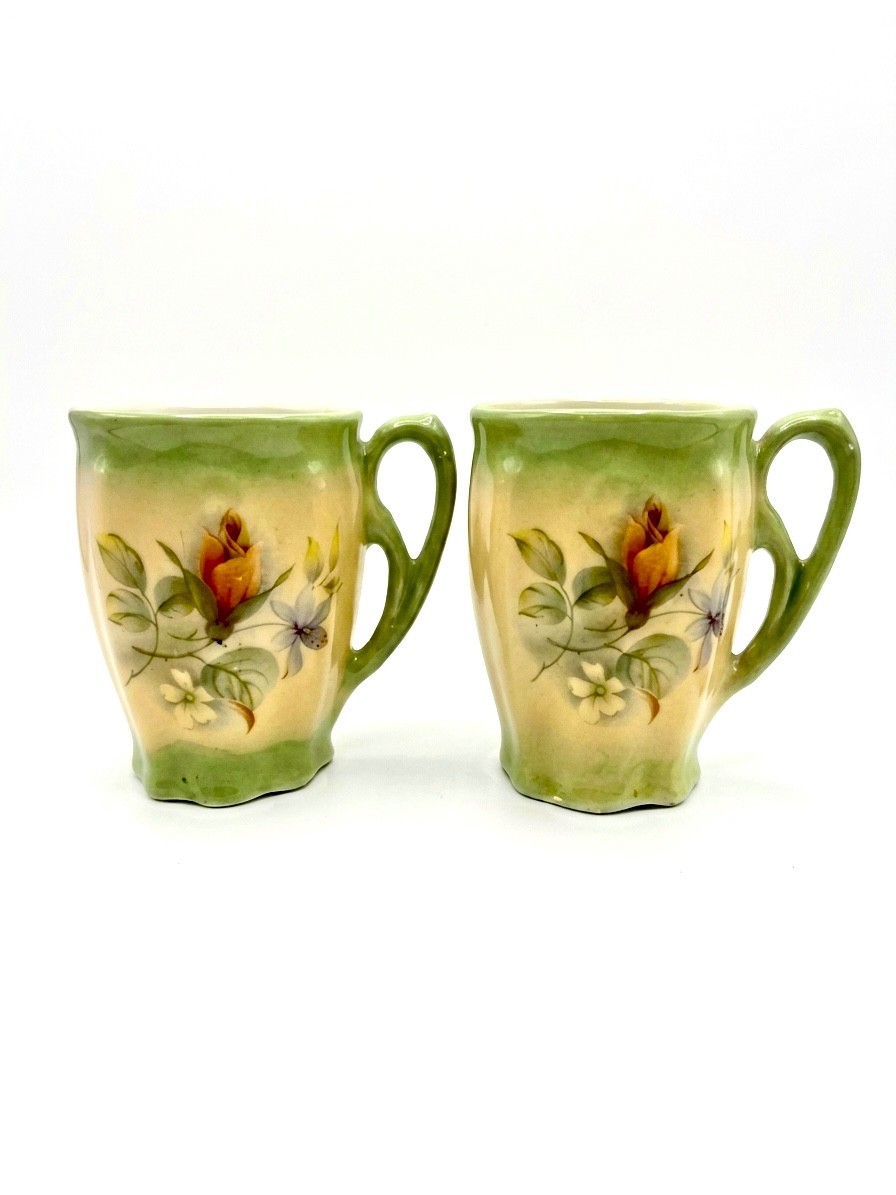 2 Vtg Weller Zanesville Art pottery hot chocolate cups hand painted artist mark 2 Vtg Weller Zanesville Art pottery hot chocolate cups hand painted artist mark