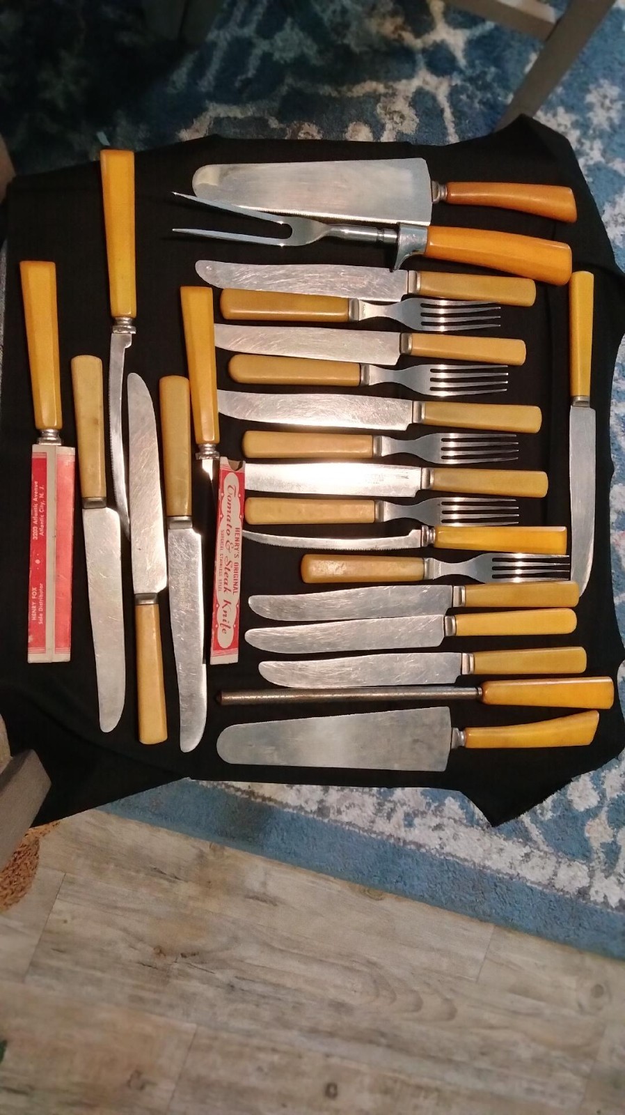 LOT of 24 Bakelite Flatware Butterscotch Mixed Brands Cutlery