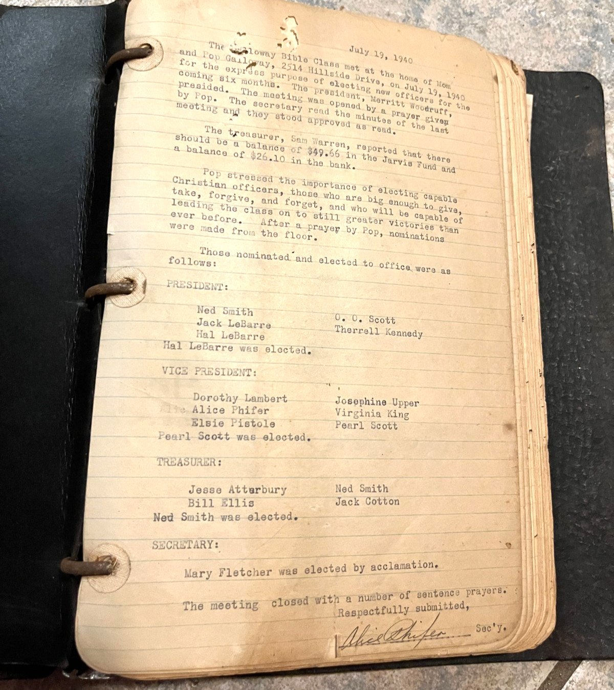Vintage Galloway Texas Bible Class Diary   Complete Notes from 1940-1947