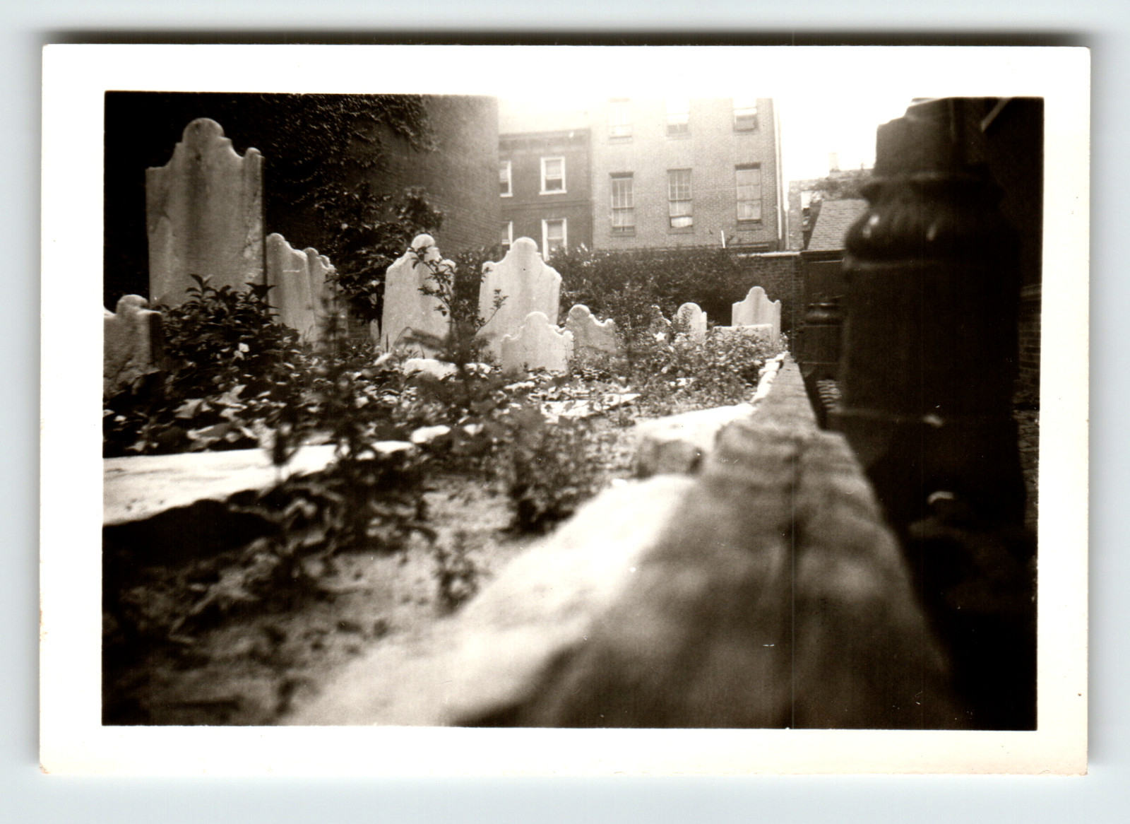 Photo Inside Gates Chatham Square Cemetery NYC Vintage Snapshot Velox 1930\'s