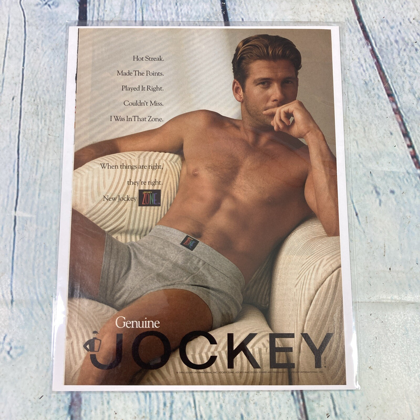 1994 Sexy Man Body Jockey Underwear Vtg Print Ad/Poster Promo Art Magazine Page