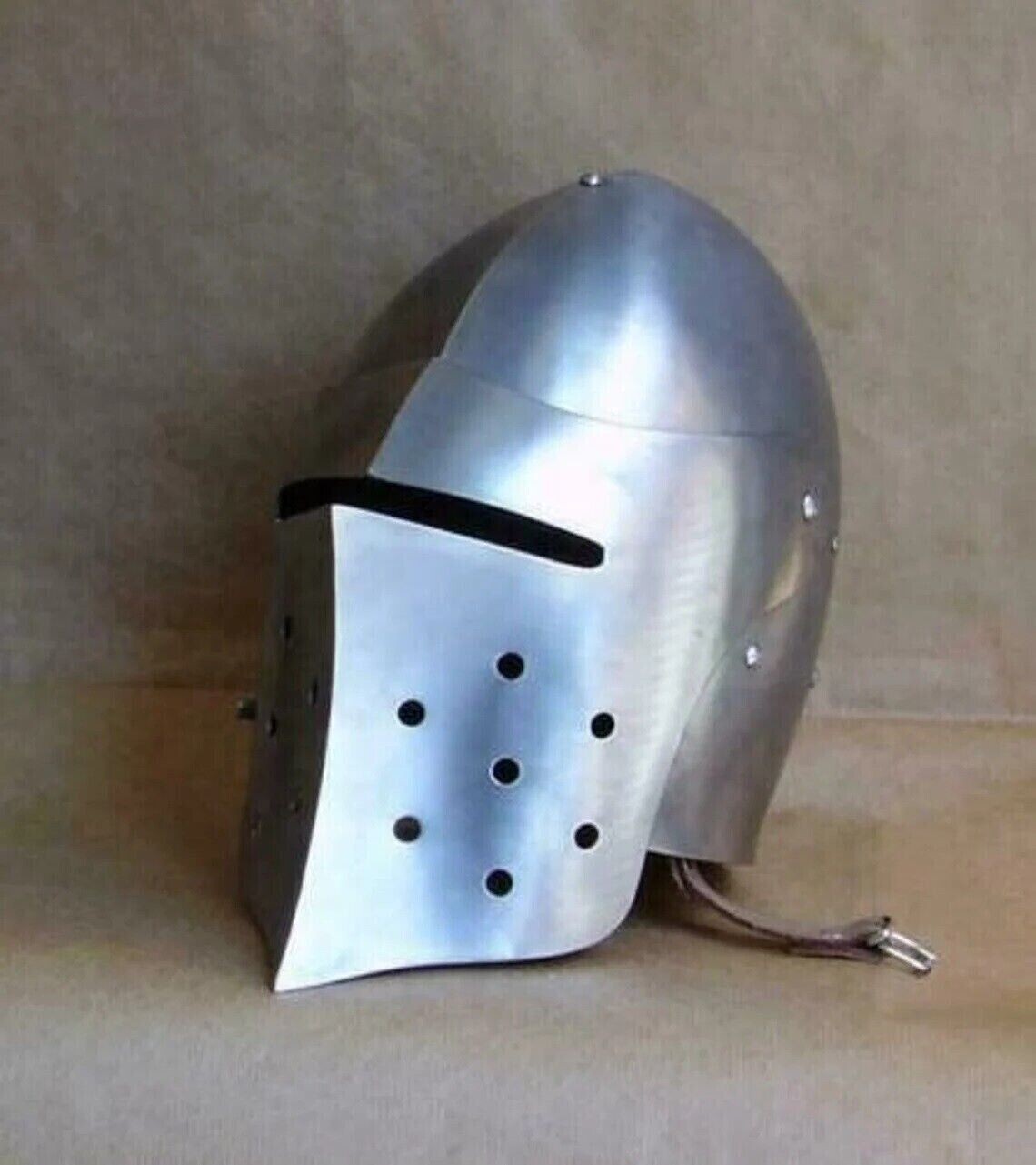 Antique Bright Finish Steel Italian Bassinet Helmet, Combat Great Knight Gift