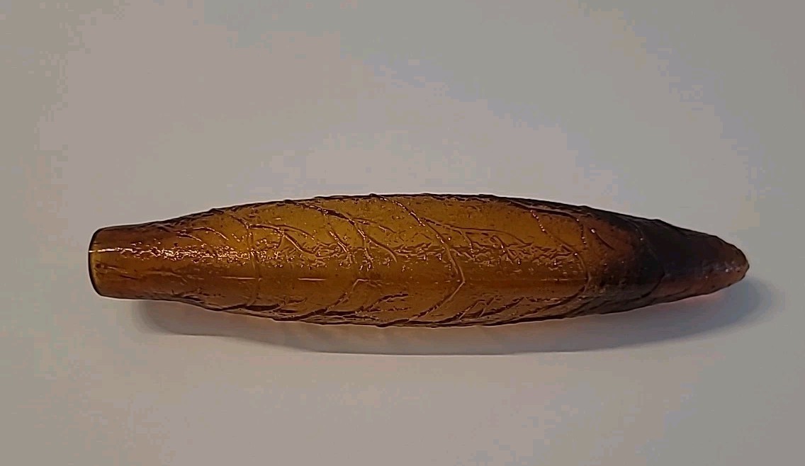 Antique Amber Glass Whiskey Cigar Nipper Flask Late 19th/ Early 20th Century 
