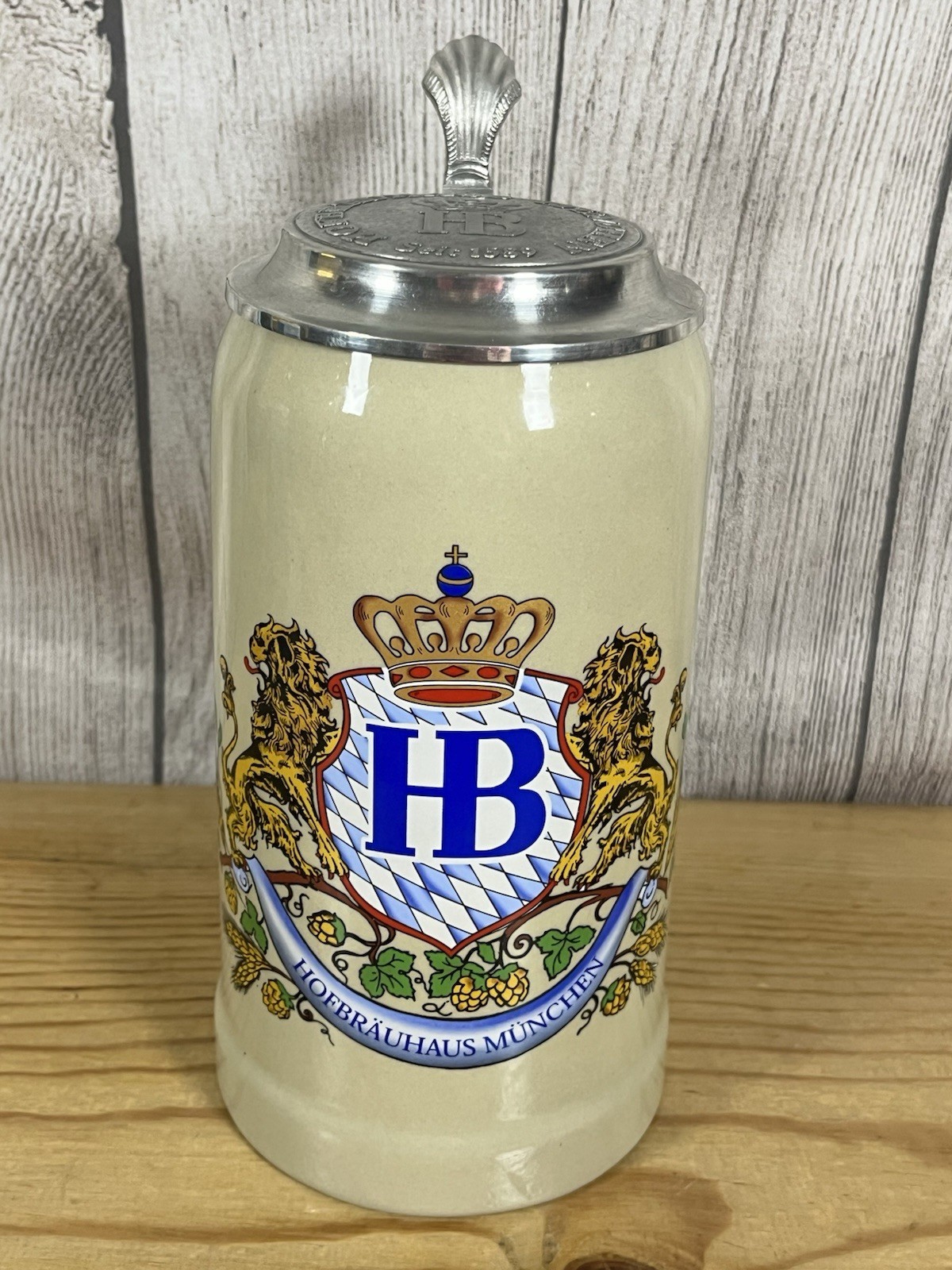 1-liter Hofbräuhaus München Stoneware Beer Stein. Vintage And In Excellent Shape