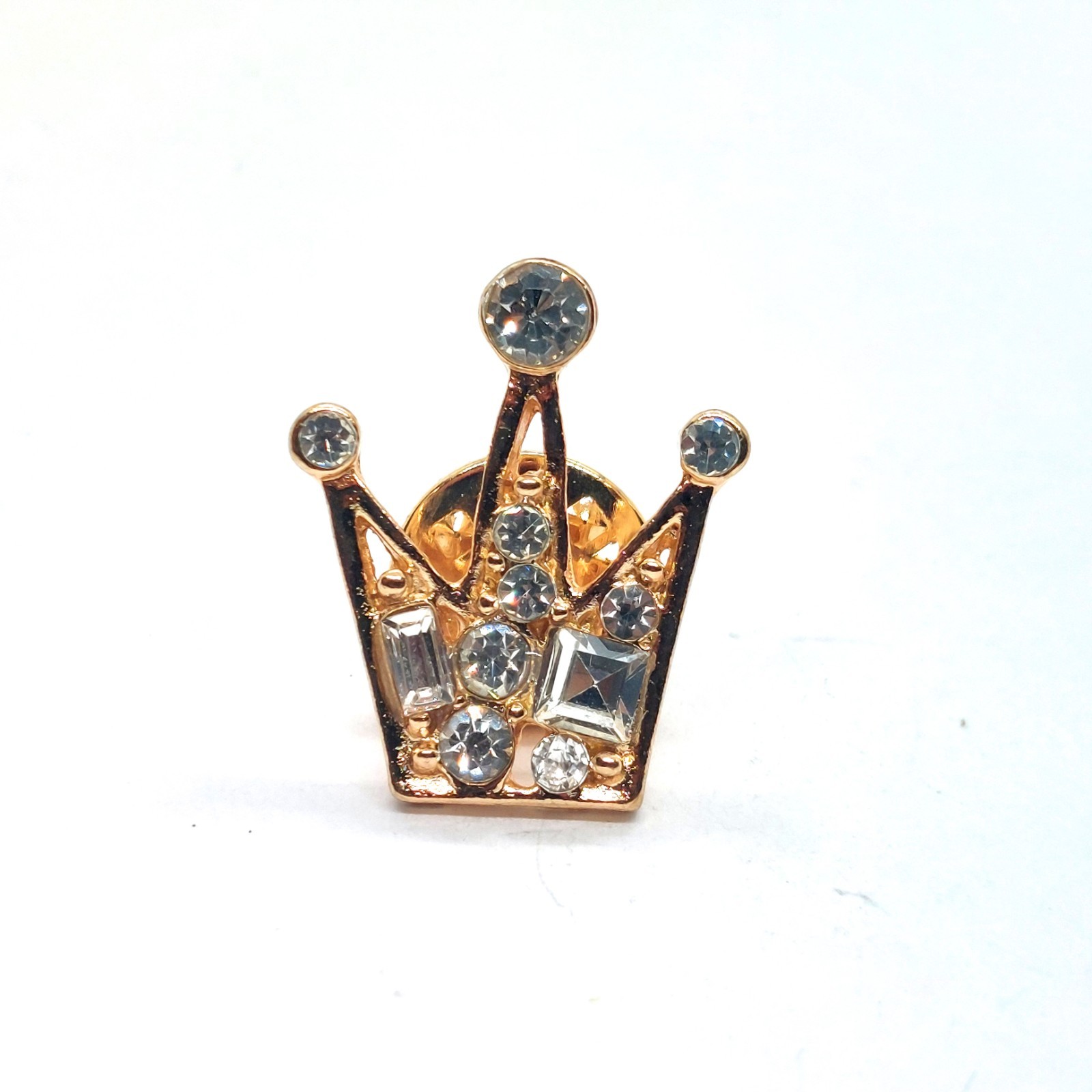 Crown Crystal Sparkle Pin Regal Rhinestone Royal Queen Princess Brooch Vintage