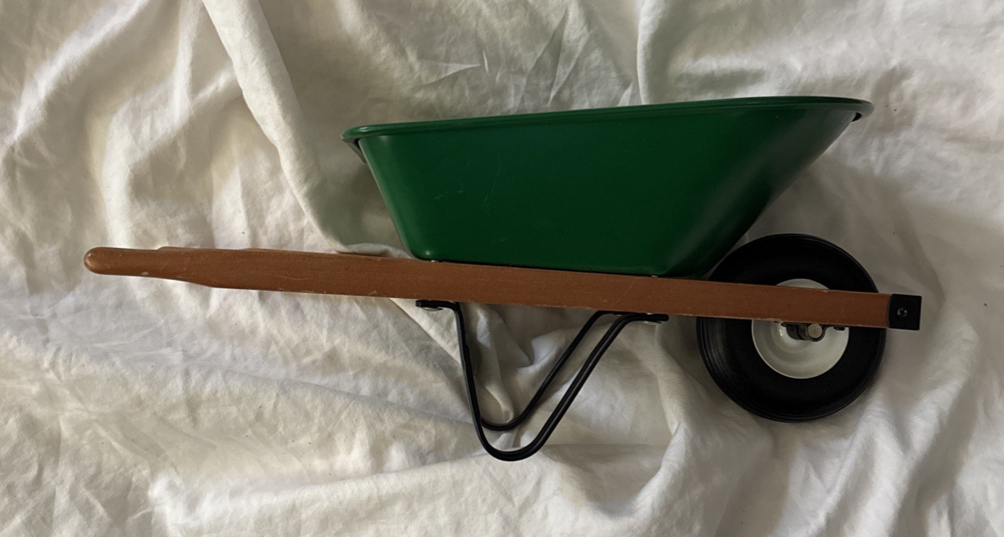 Teleflora Decorative Mini Wheelbarrow Green Metal & Wood 12