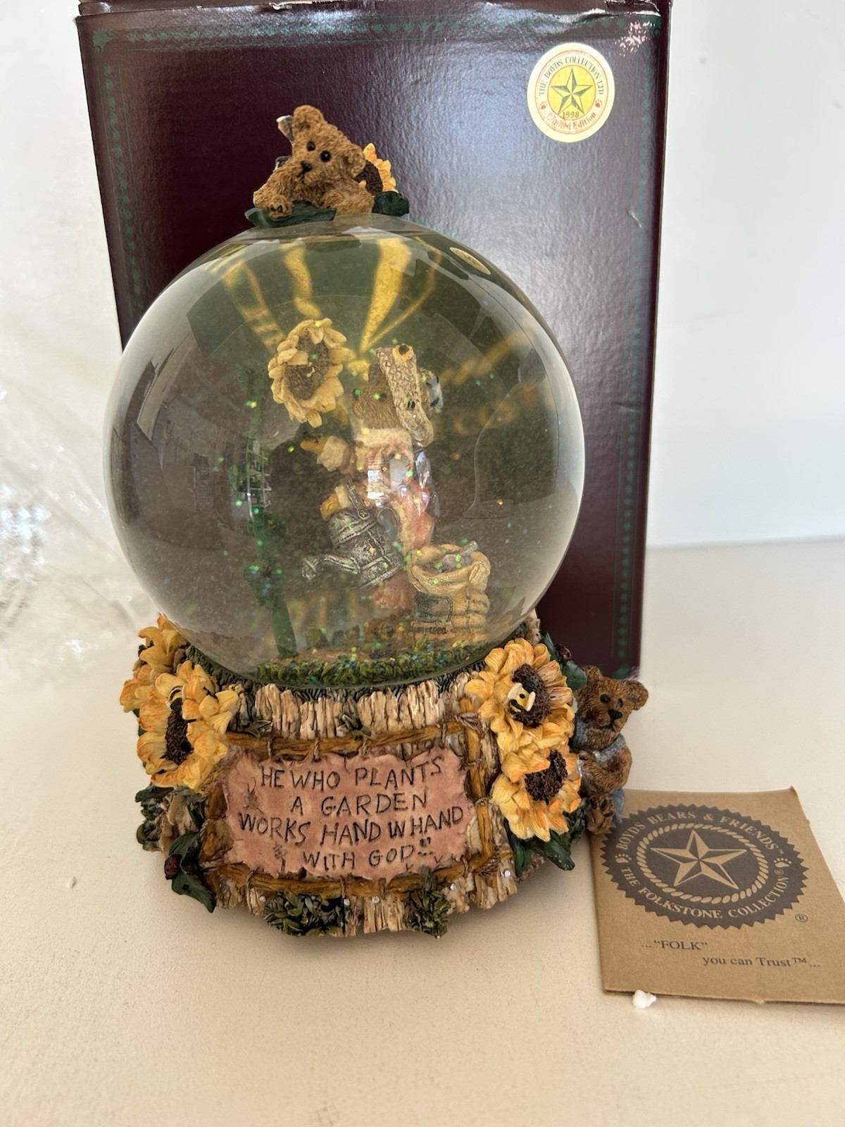Boyds Bears Liddy Pearl How Does Your Garden Grow Water Globe 270602 *READ*