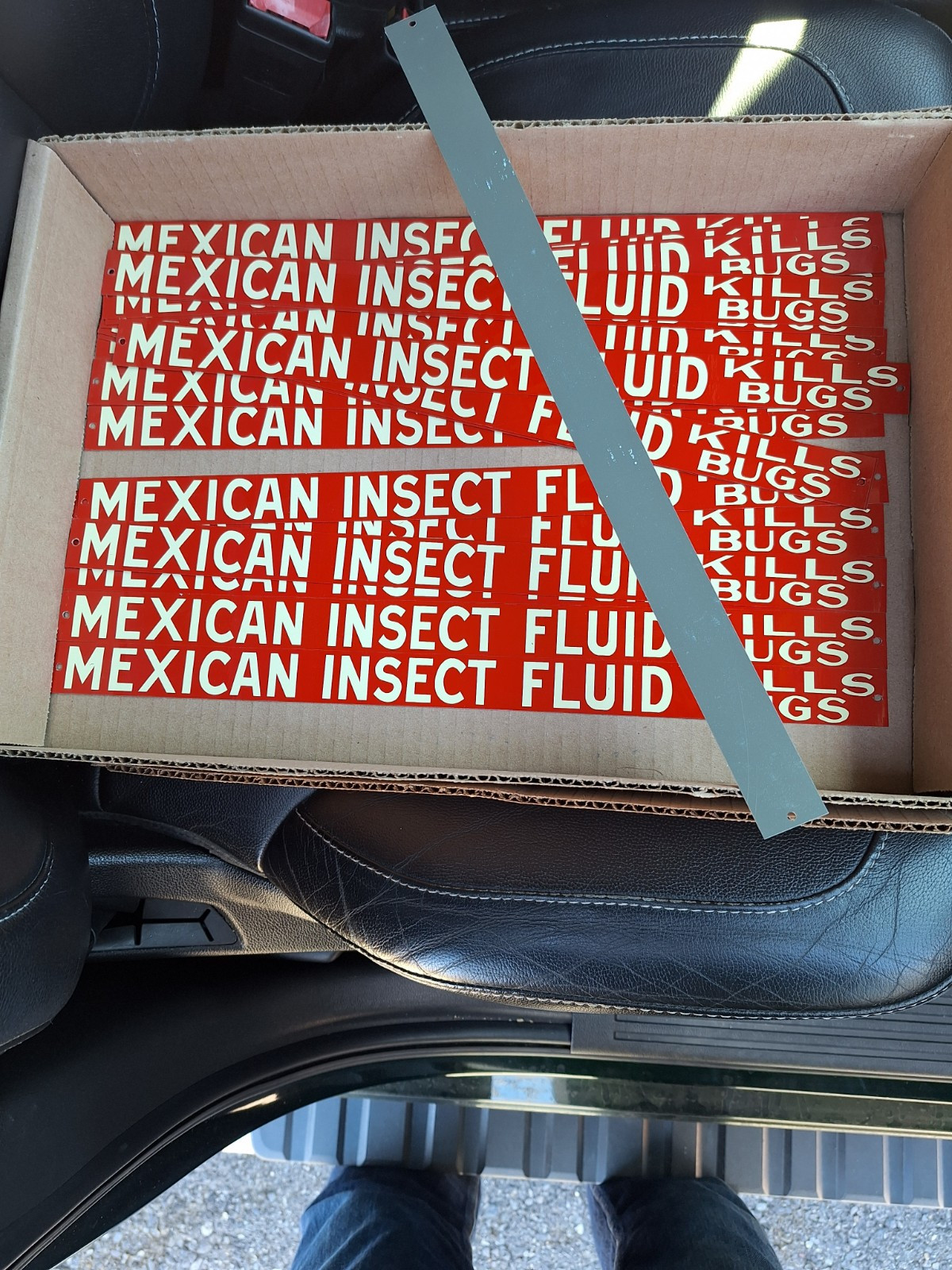 NOS 1915 MEXICAN INSECT FLUID TIN TACKER SIGN