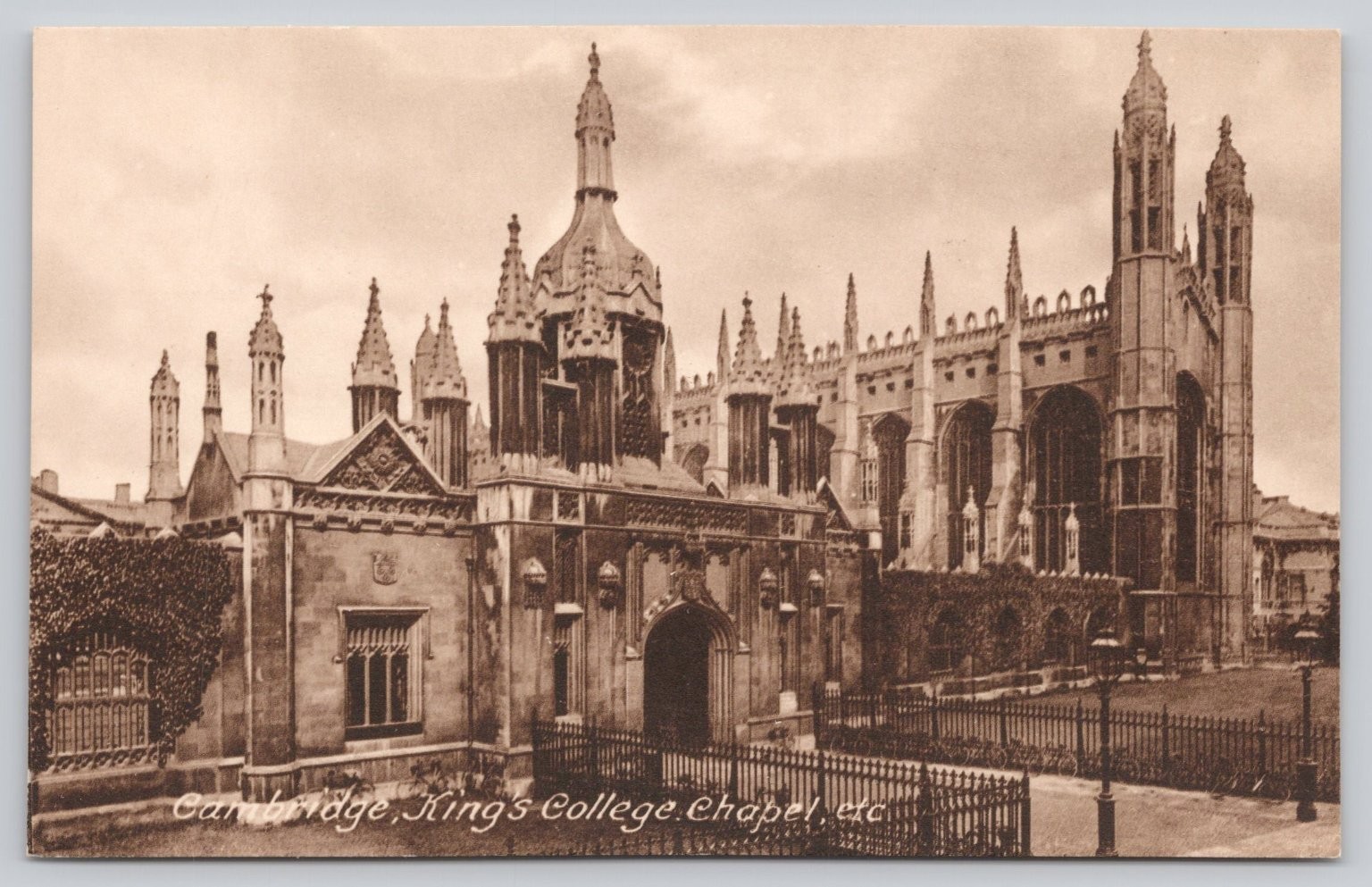 Cambridge King\'s College Chapel Frith\'s Series Sepia Postcard England
