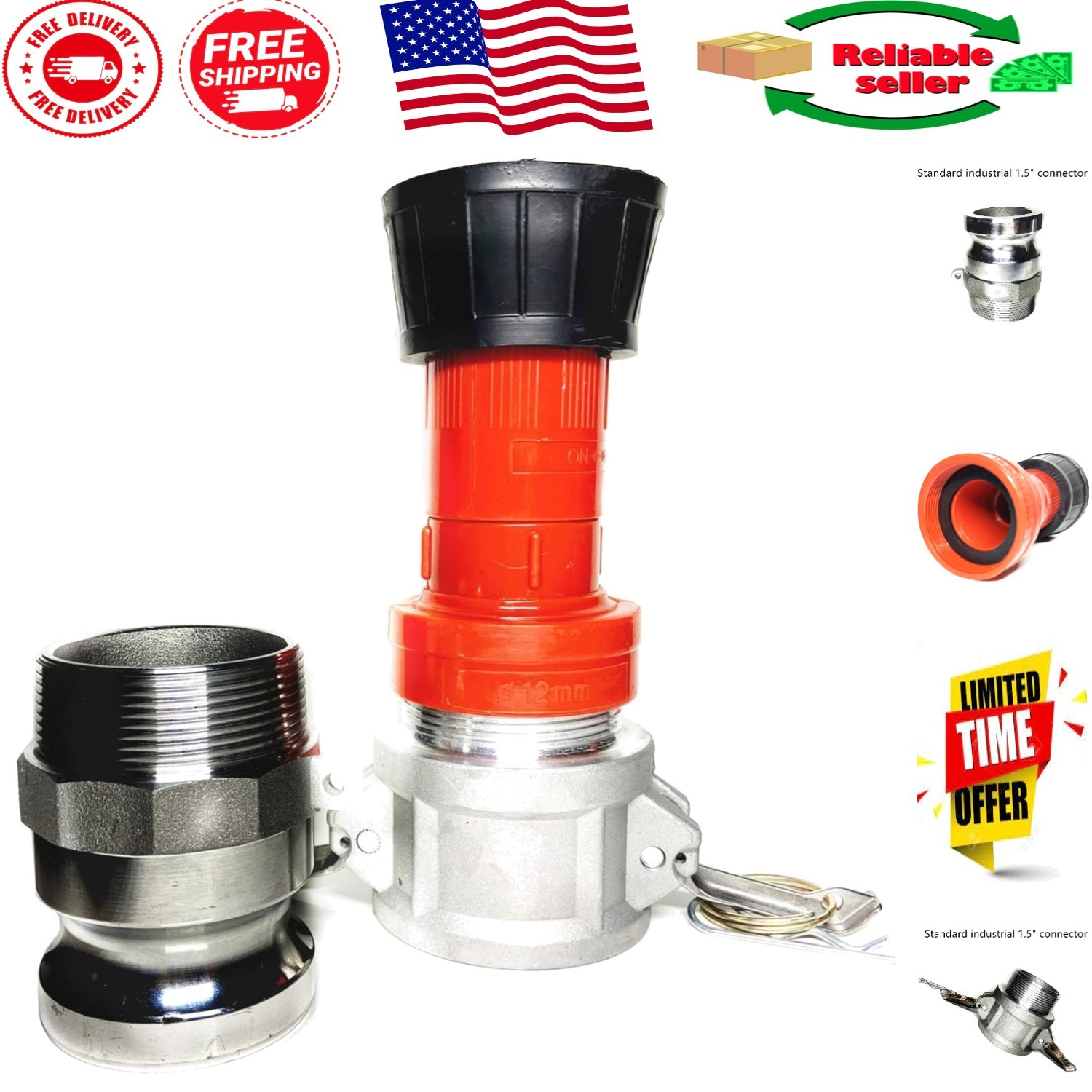 Durable 1.5 Inch NPSH Fire Hose Nozzle - Lightweight with Brass & ABS Materials