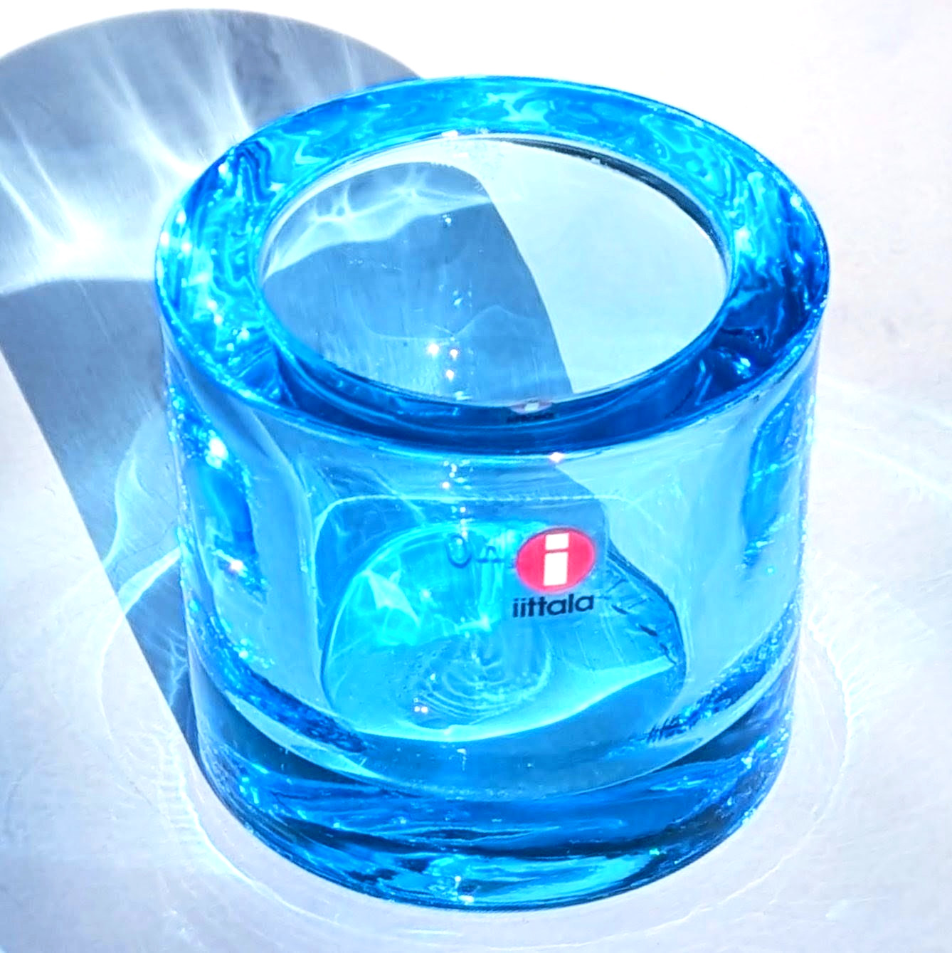 IITTALA KIVI Marimekko Blue Votive Tea Light Heikki Orvola Finland Glass 60 mm IITTALA KIVI Marimekko Blue Votive Tea Light Heikki Orvola Finland Glass 60 mm