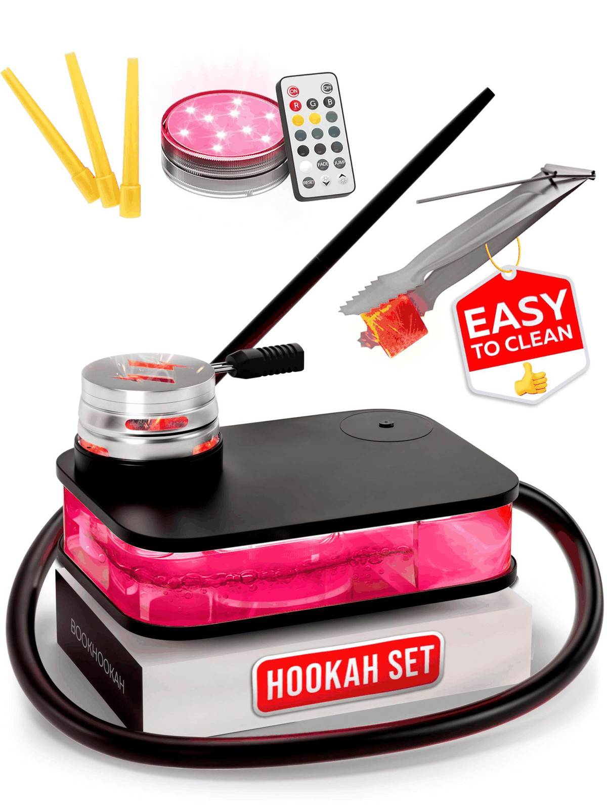 Portable Hookah Set With Everything Black  Hookah Set for Travel with Box