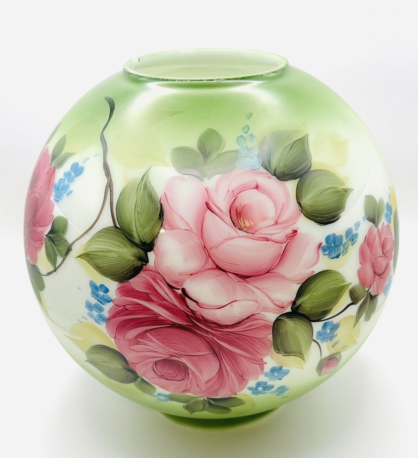 10.75 Inch Vintage Gone With The Wind Round Glass Pink Floral Lamp Shade