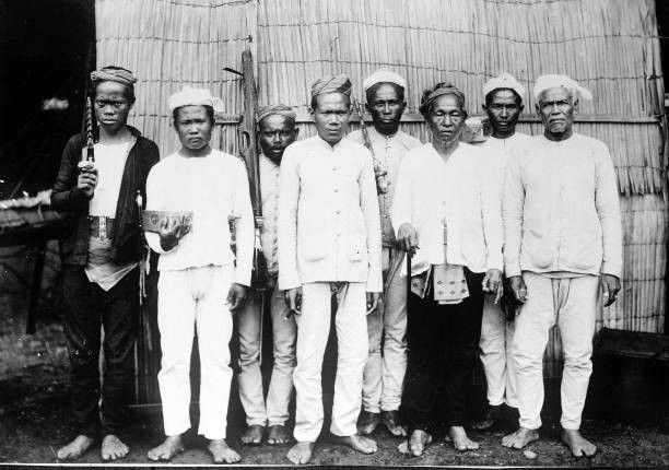 Moro Datu and his followers in the Phillipines circa 1913 Old Photo