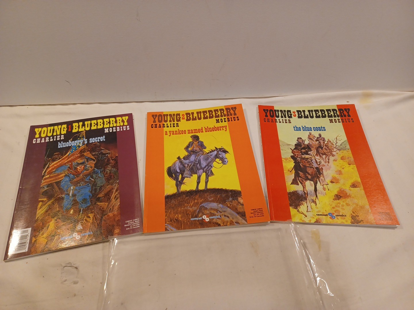 YOUNG BLUEBERRY VOL. 1-3, SECRET, YANKEE, BLUE COATS BY CHARLIER & MOEBIUS YOUNG BLUEBERRY VOL. 1-3, SECRET, YANKEE, BLUE COATS BY CHARLIER & MOEBIUS