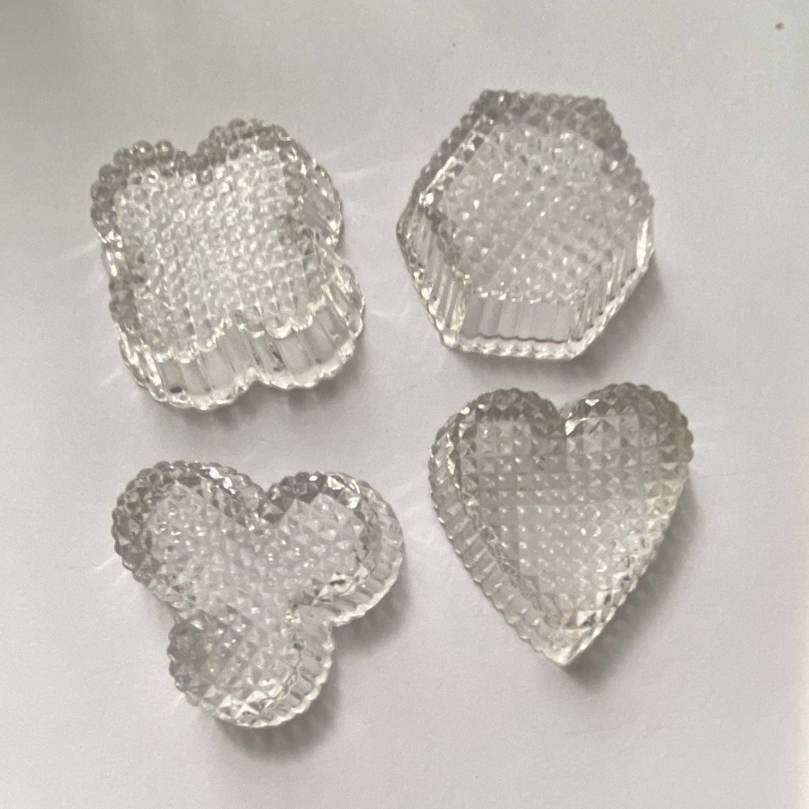 Antique Westmoreland #200 EAPG Glass Salt Cellars Lot 4 Heart Clover Hexagon