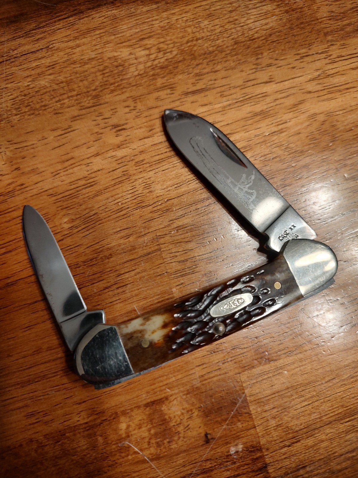Vintage Case XX Canoe 62131 Etched 2 Blade pocket knife 1980-1989 Nice