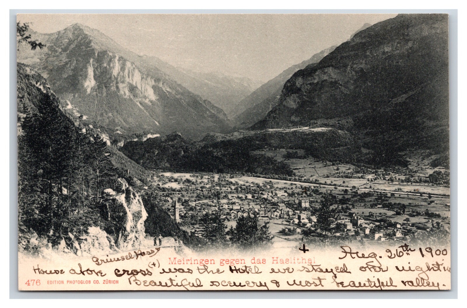 Birds Eye View Meiringen Swiss Alps Switzerland UNP UDB Postcard S17