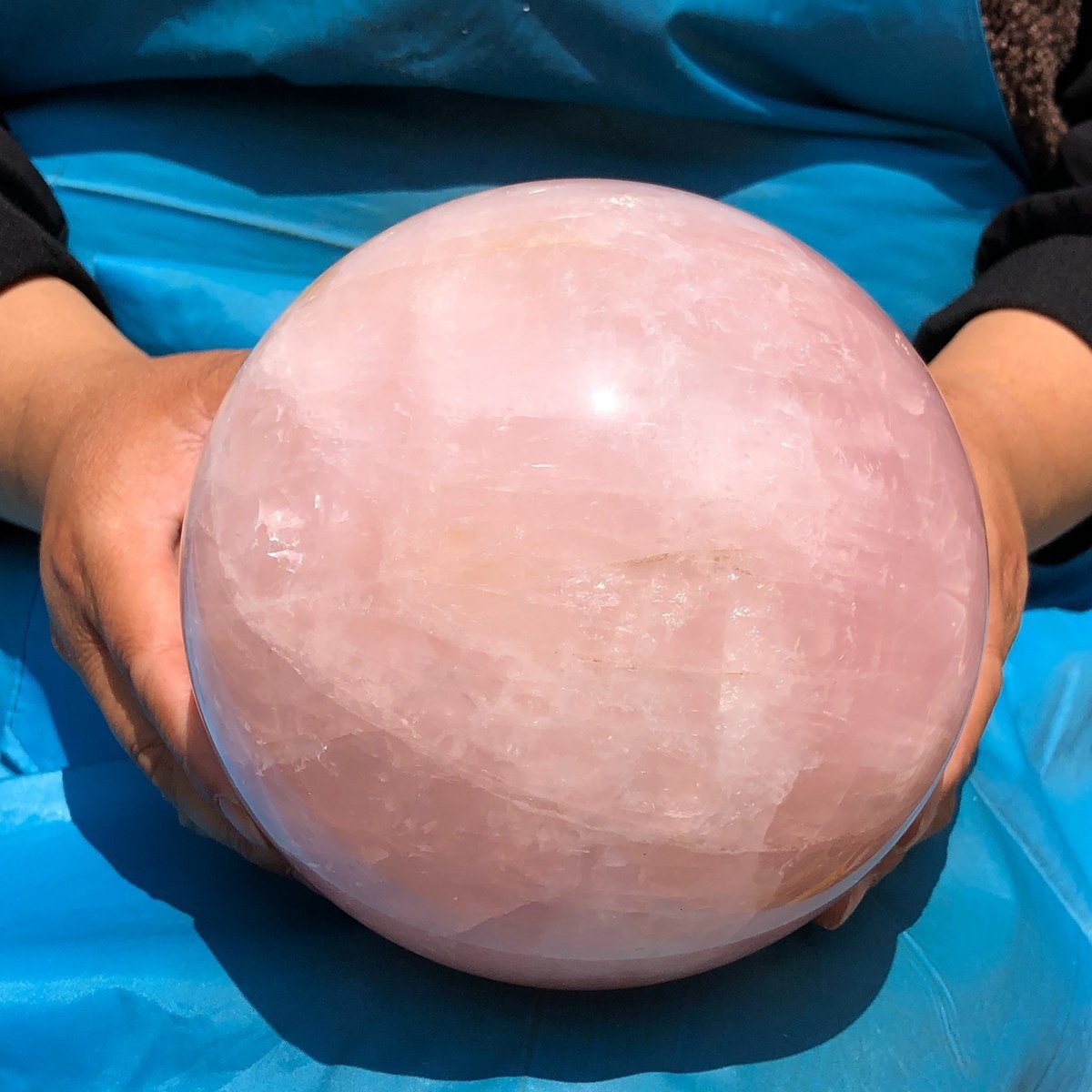 9.7 LB Natural Pink Rose Quartz Crystal Sphere Ball Healing Reiki 5081