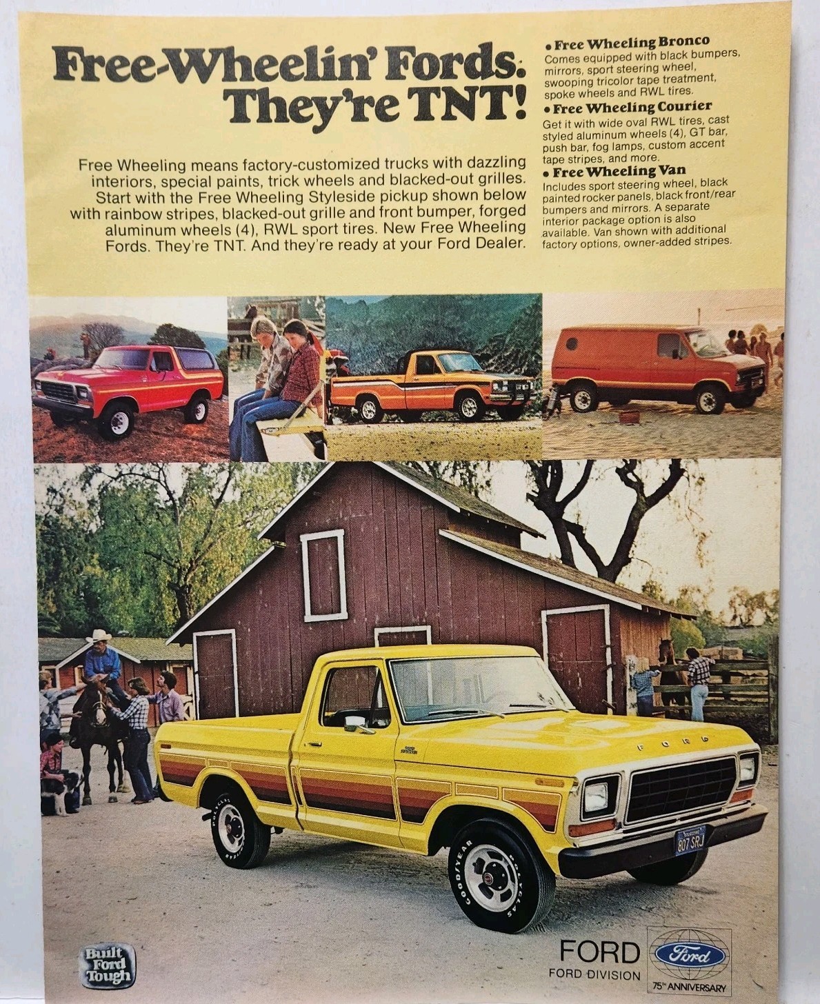 1978 Ford Styleside Pickup Truck Yellow Original Print Ad 70s