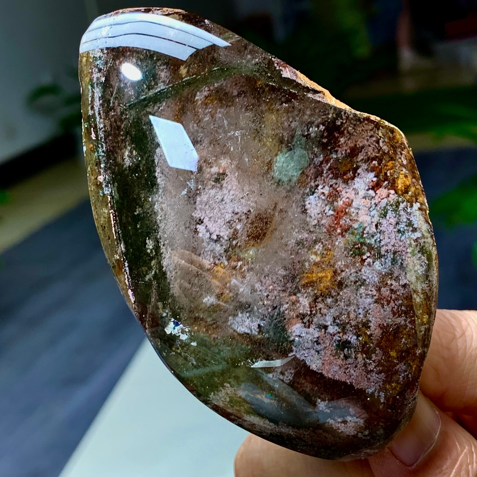 175G Natural Green Ghost Crystal Quartz Crystal  Mineral Specimen