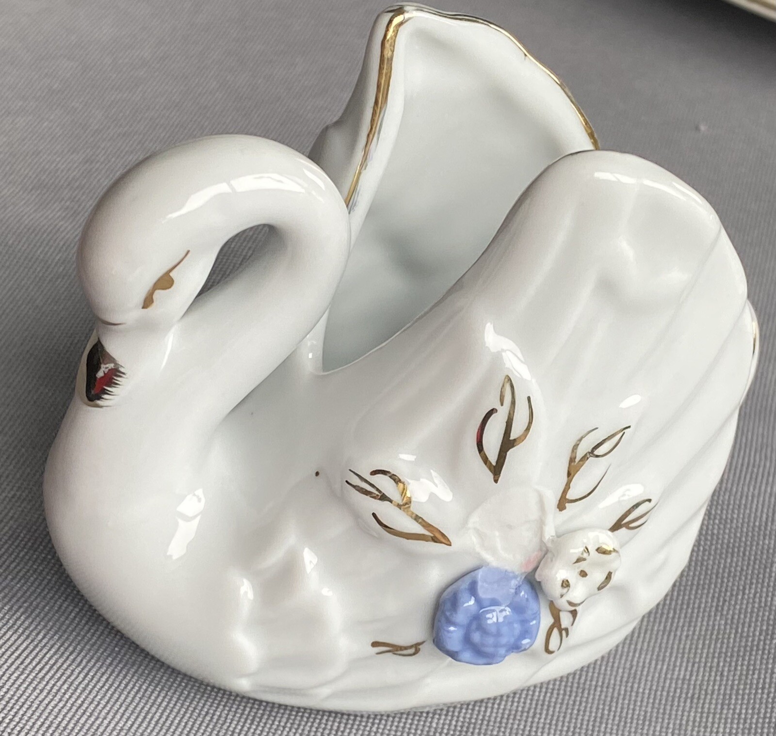 Swan Planter Vintage White Ceramic Pottery Swan Planter
