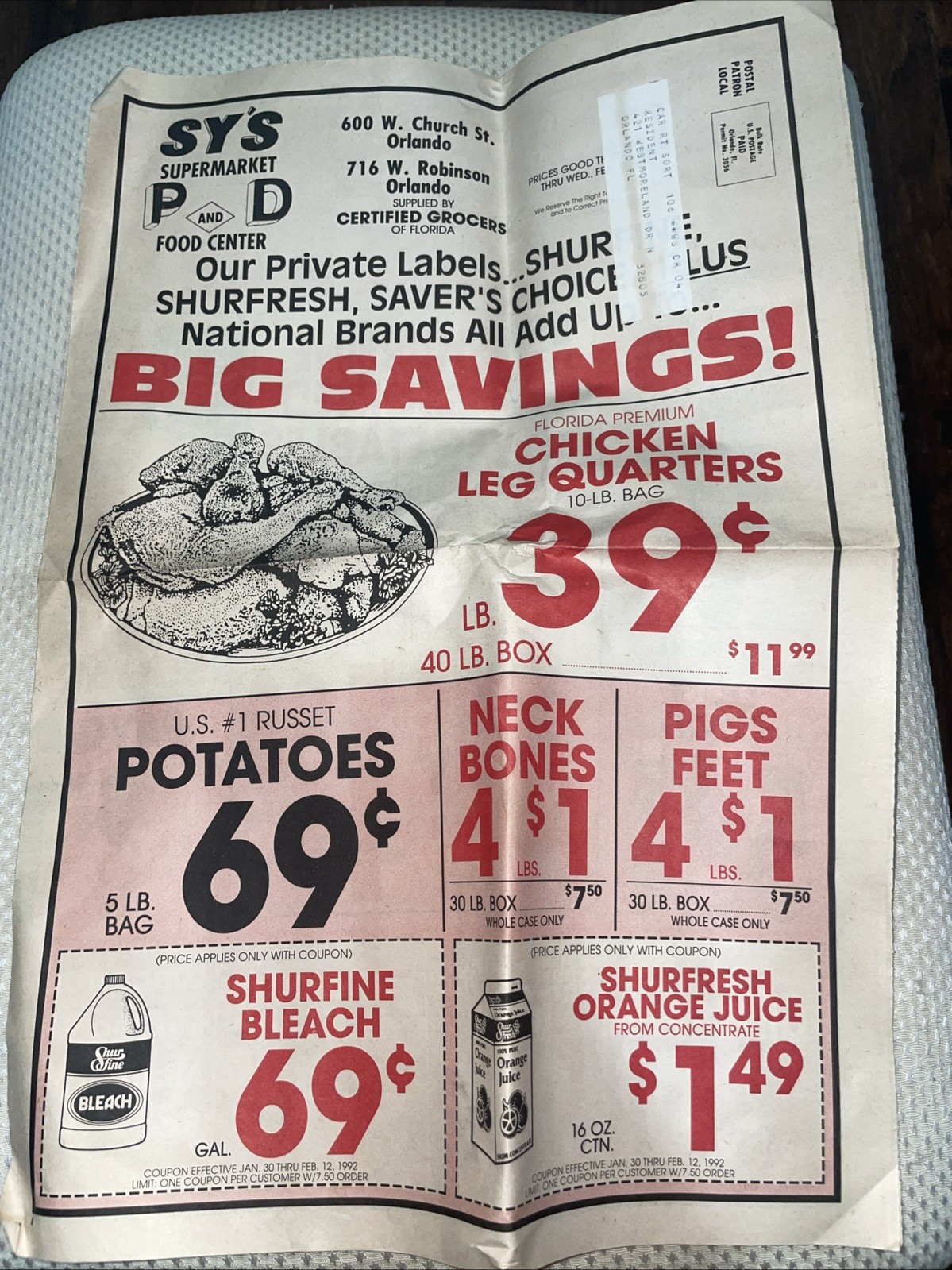 Vintage Local Supermarket Advertising From 1990 Paper