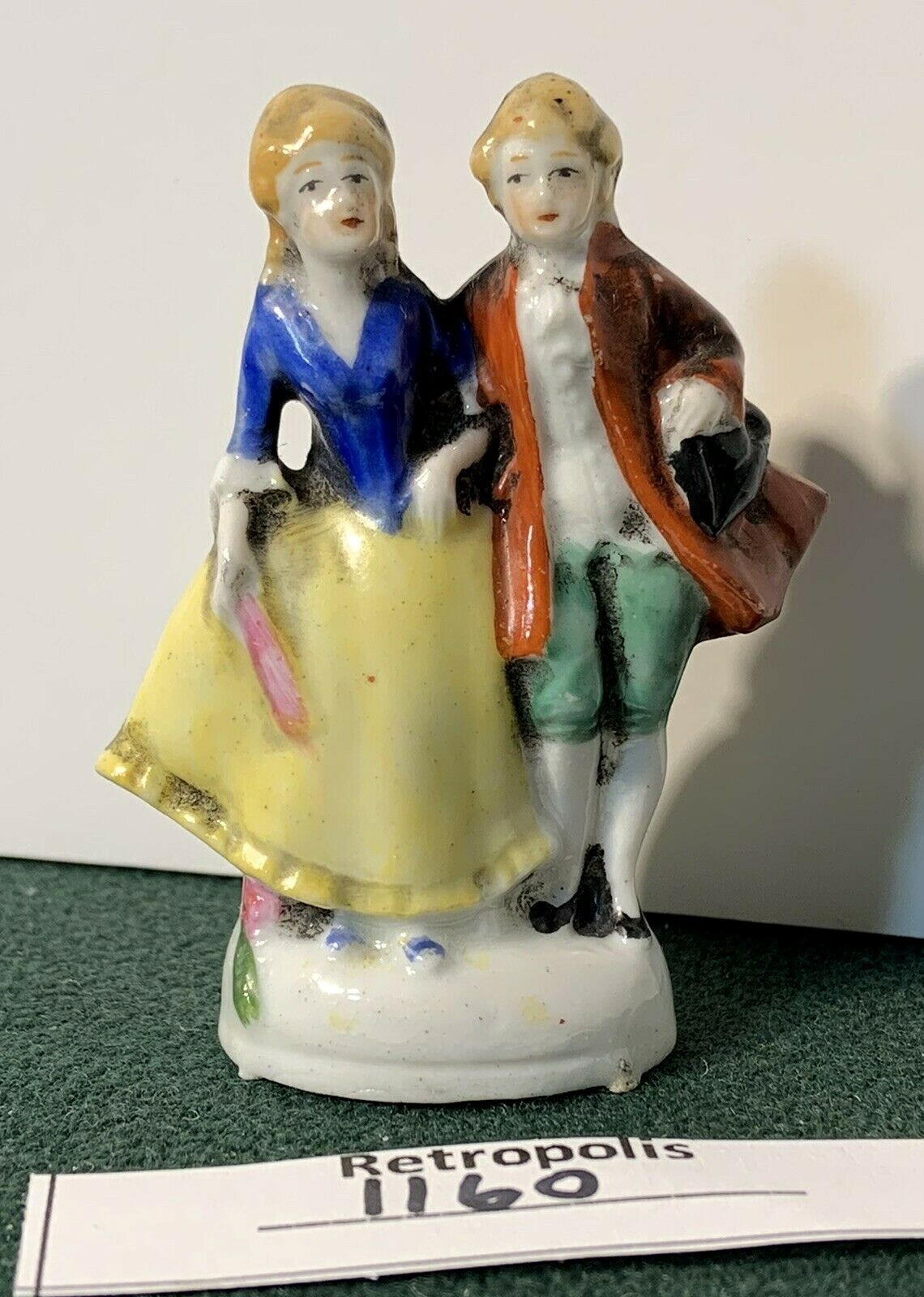 Porcelain Colonial Couple Figurine Man Red Jacket Germany Vintage