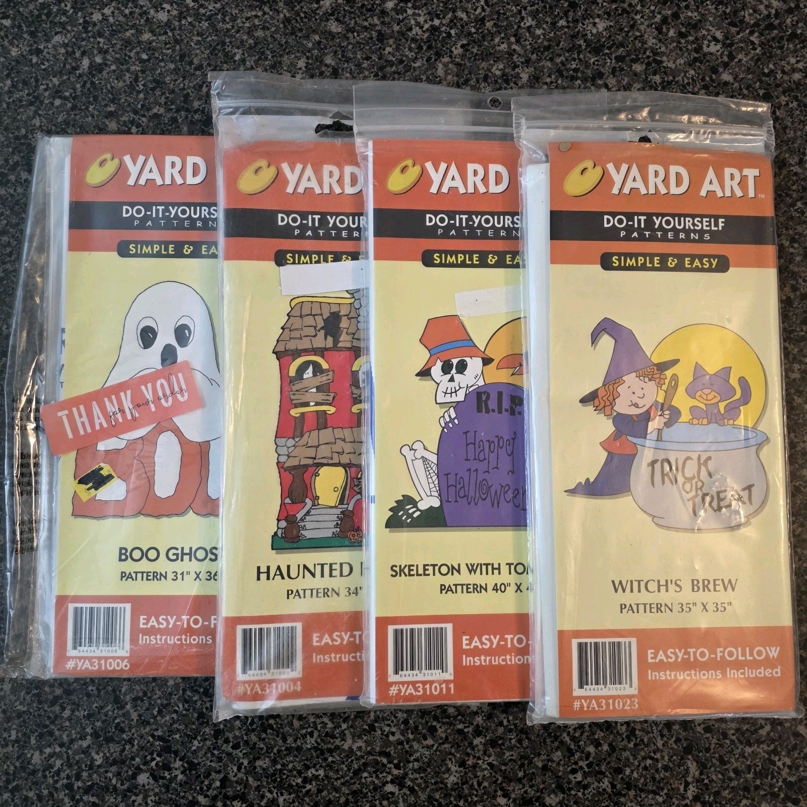 Vintage Yard Art Halloween Wood Patterns 1998 Lot Of 4 Ghost Witch Haunted House