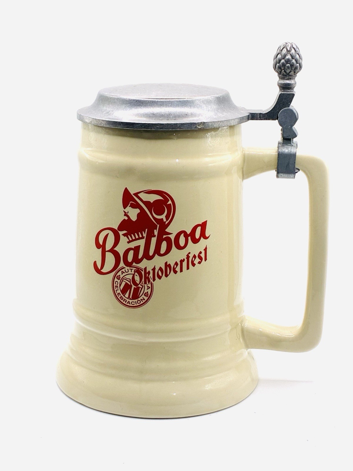 Cerveza Balboa Panamá Oktober Fest Beer Ceramic Stein 16 oz Tall Mug with Lid
