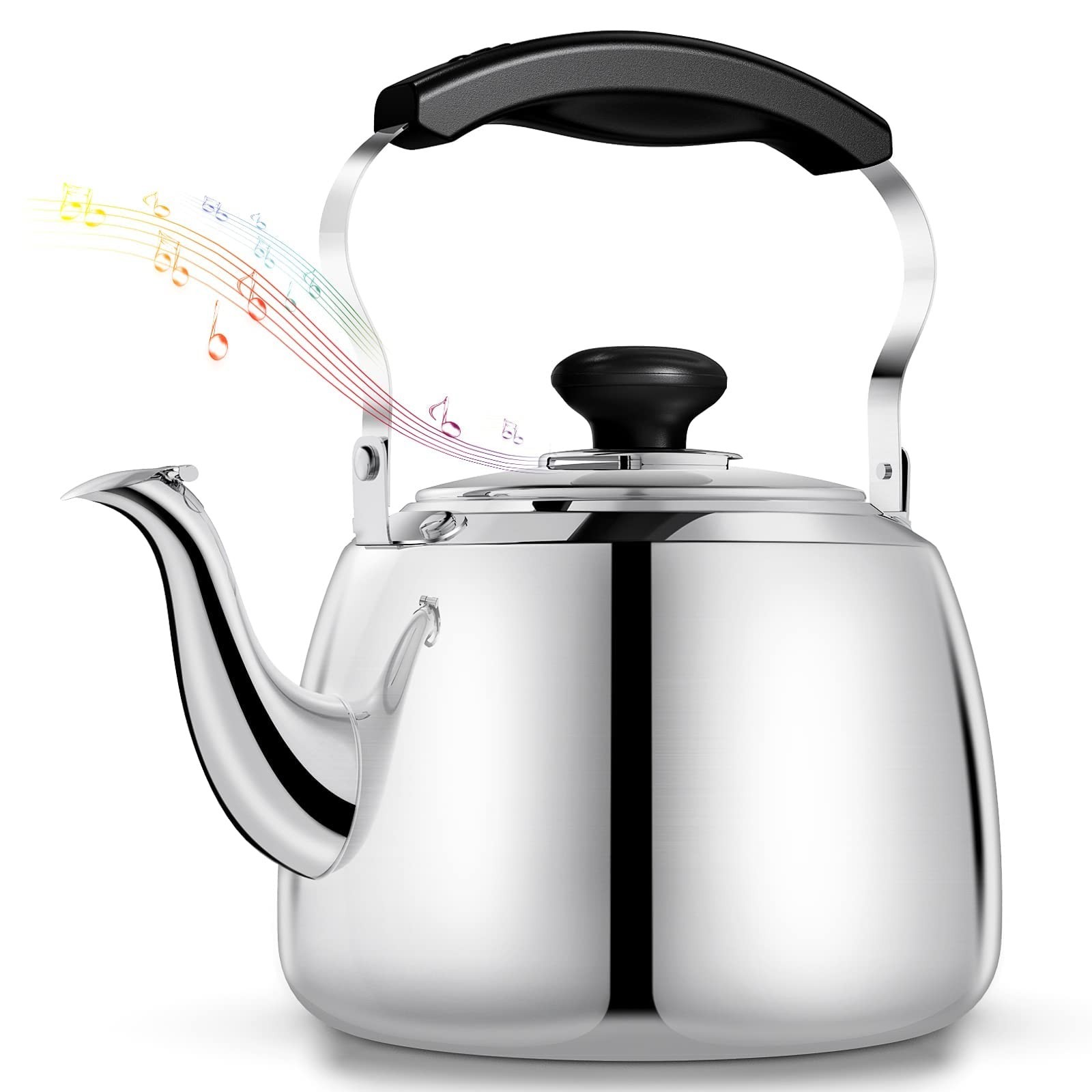 Tea Kettle, Stainless Steel Stovetop Whistling Tea Kettles 2L, Mirror Polished F